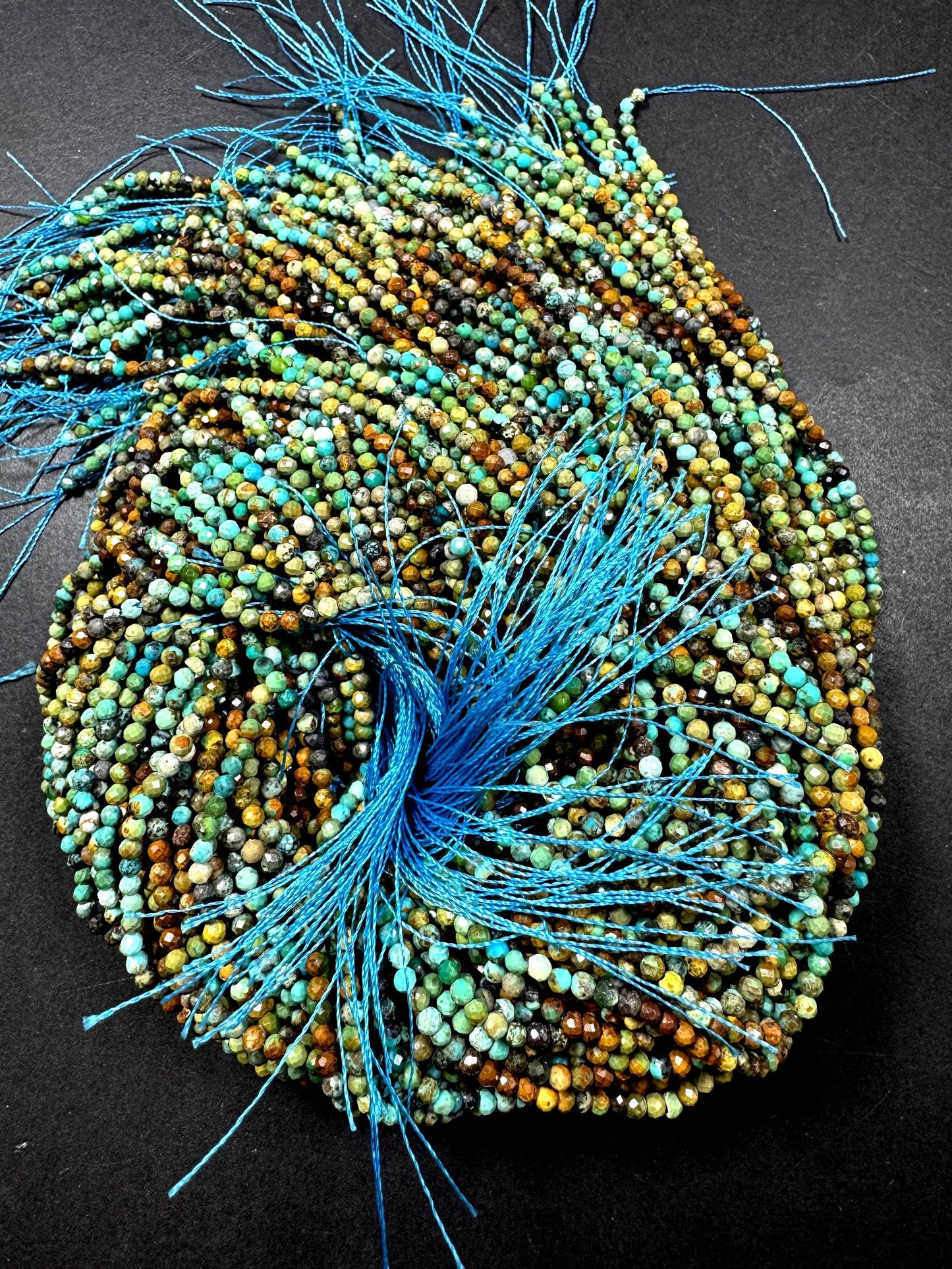 Natural turquoise gemstone bead. faceted round shape . gorgeous multi color turquoise beads. excellent quality ! full strand 15.5