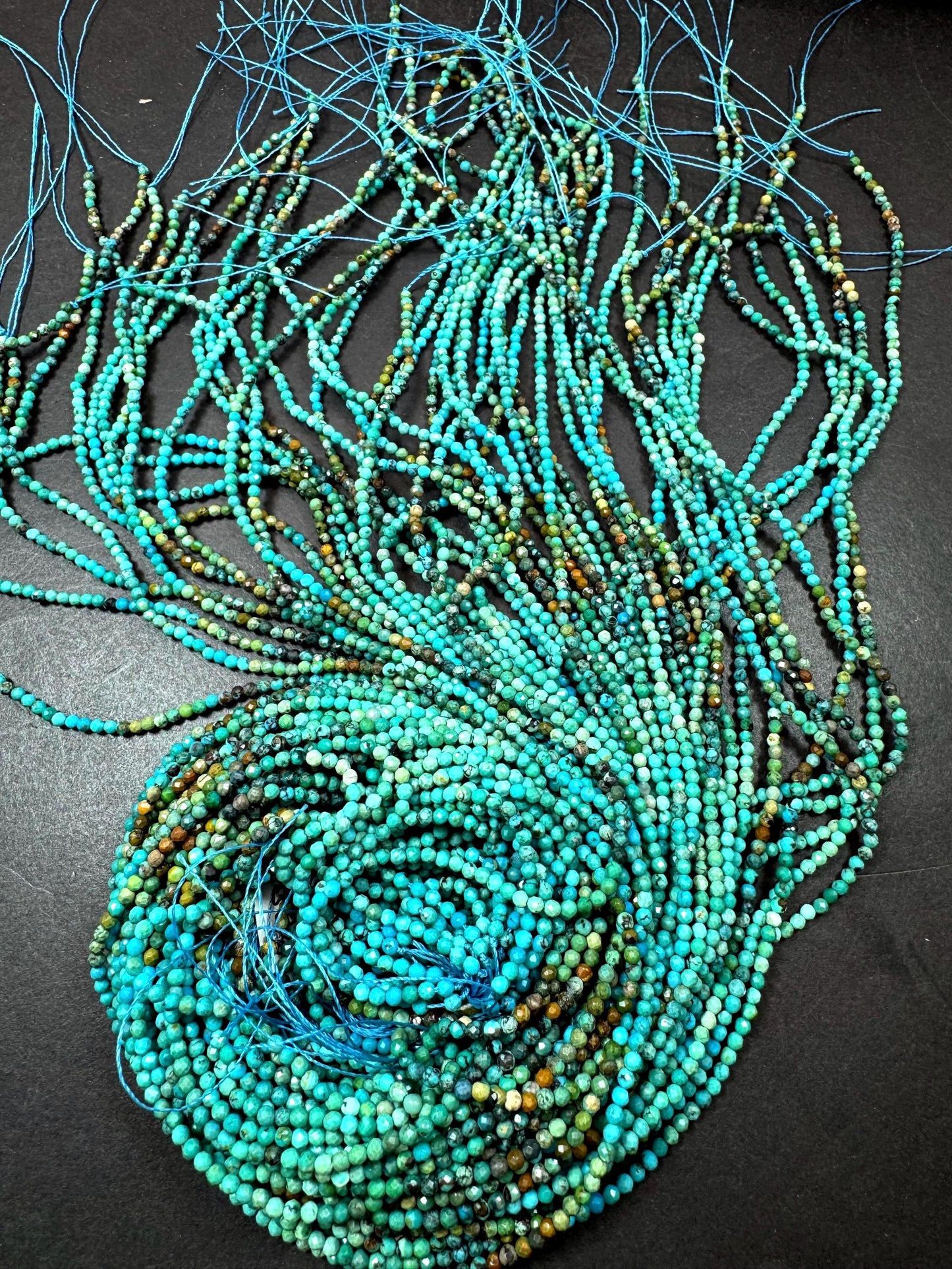 AAA Natural Turquoise Gemstone Bead. Faceted Round Shape Bead. Beautiful Natural Blue Turquoise Beads. Excellent Quality. Full Strand 15.5”