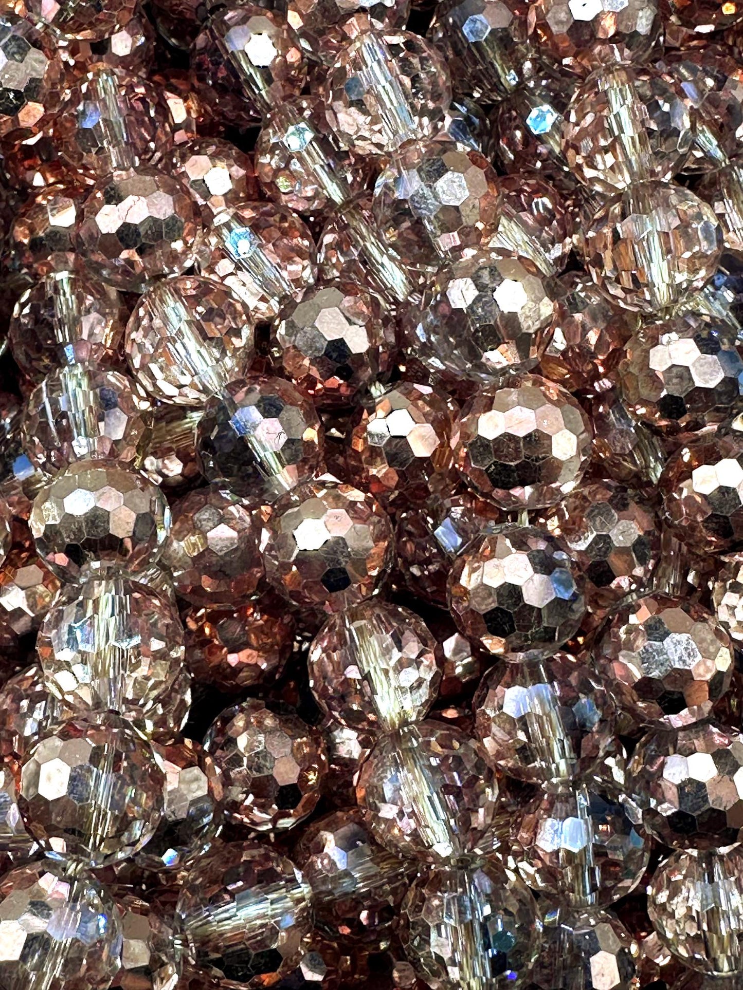 Beautiful Bronze Multi-Pattern Crystal Glass Bead. Faceted Round Shape, Gorgeous Bronze Color, High Quality Crystal Bead! Full Strand 15.5"