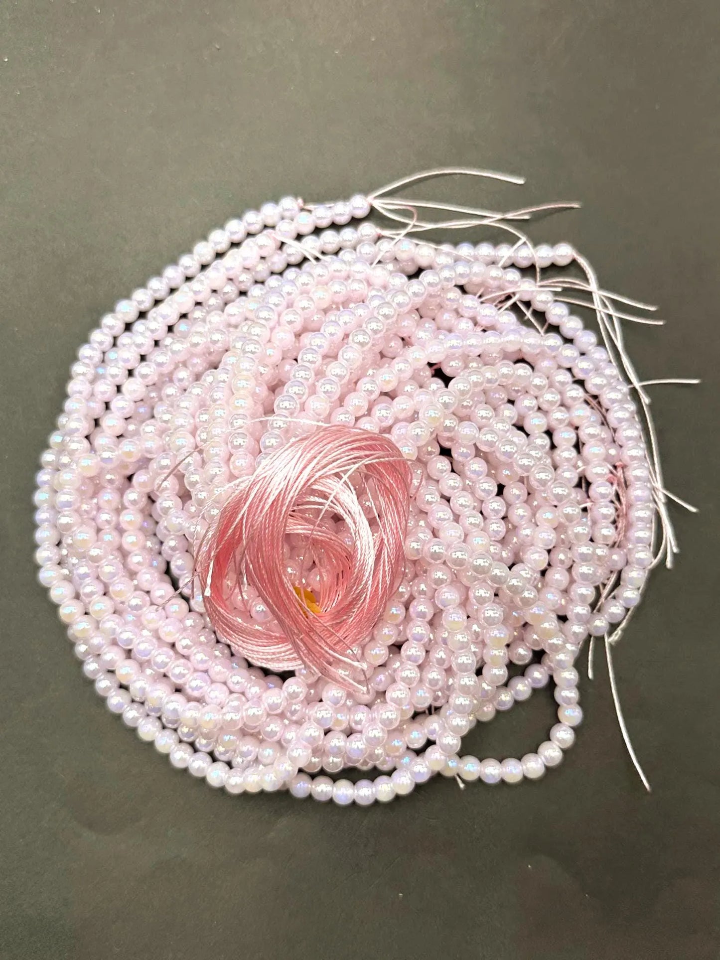 Beautiful Light Pink Crystal Glass Pearl Bead. Round shape bead. Gorgeous high quality crystal bead! Full strand 15.5"