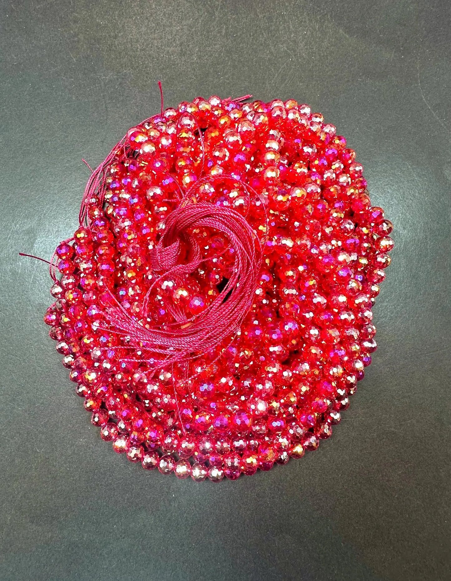 Beautiful Red Crystal Round Shape Faceted Bead. Gorgeous high quality crystal bead! Full strand 15.5"