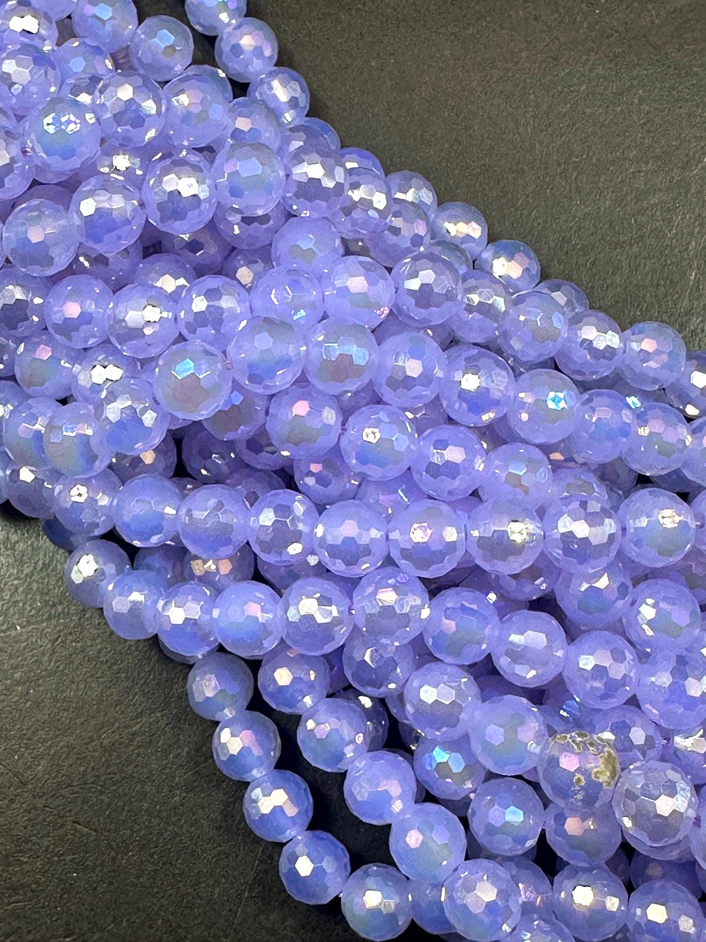 Beautiful Lavender Blue Crystal Round Shape Faceted Bead. Gorgeous high quality crystal bead! Full strand 15.5"