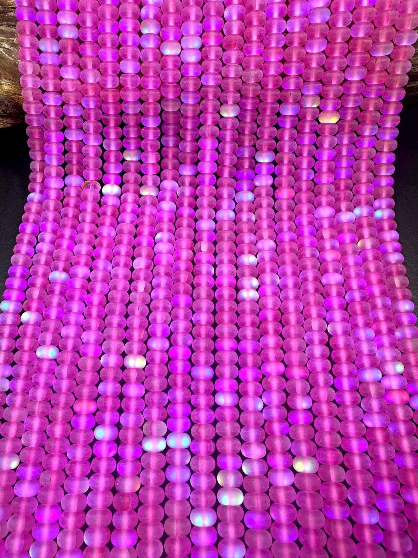 Beautiful Pink Mermaid Glass Beads with Stunning Flash, 5x8mm Rondelle Shape High Quality 15.5"
