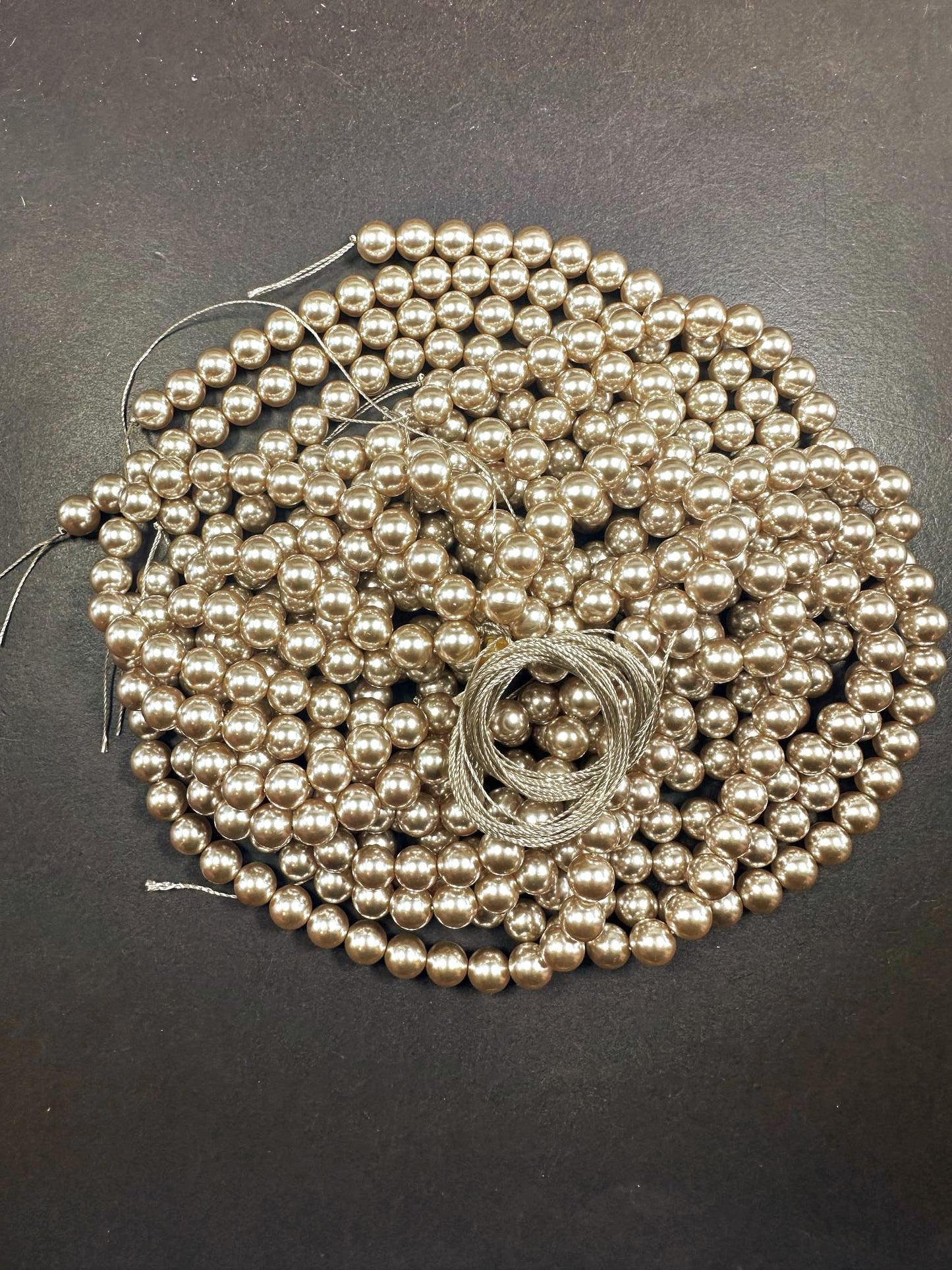 Chinese Champagne Brown Swarovski Pearl Crystal Beads, 6mm 8mm 10mm 12mm Round Shape Bead. Beautiful Brown Color, Great Quality 15.5"