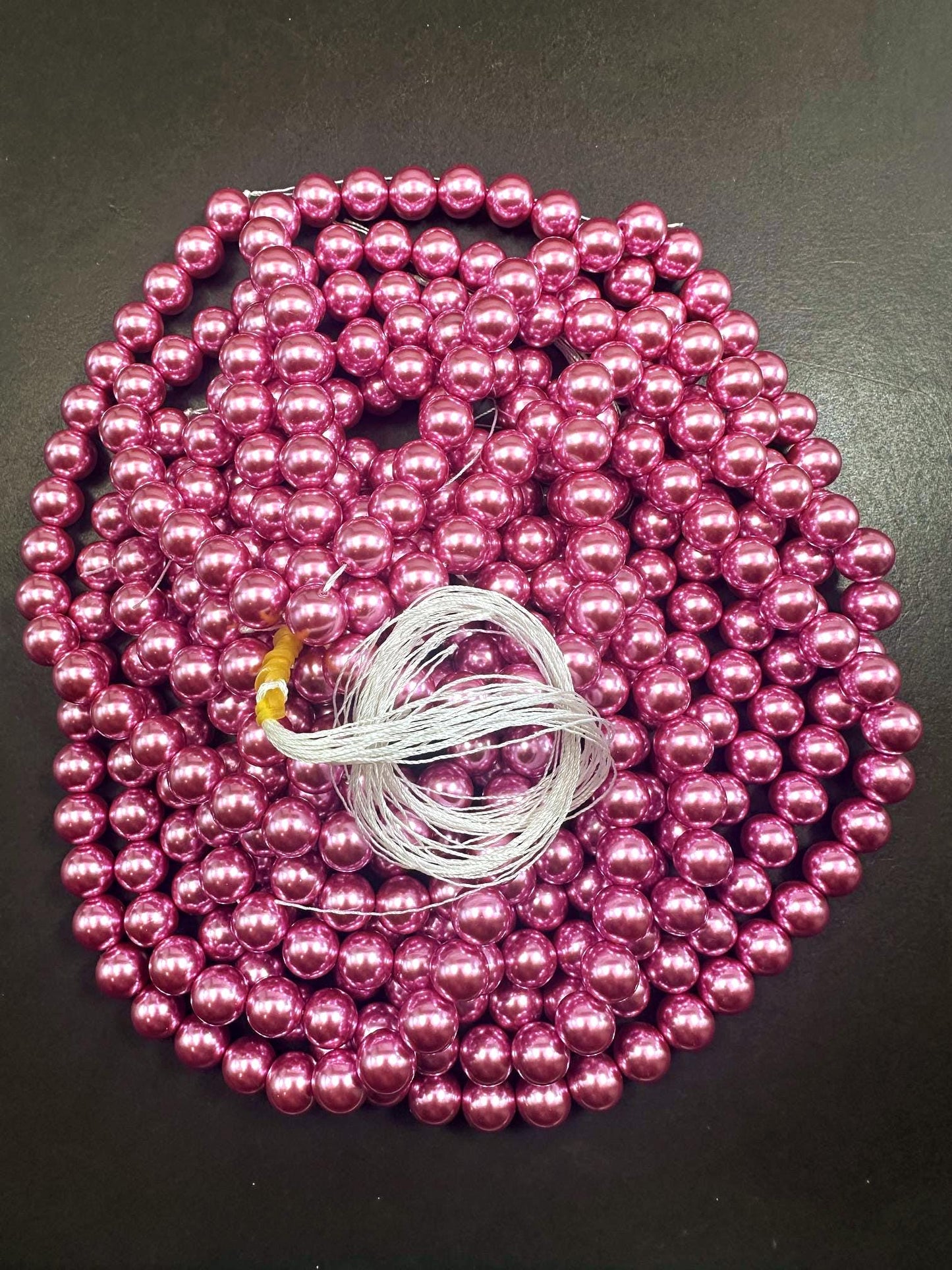 Chinese Light Fuchsia Swarovski Pearl Crystal Beads, 4mm 6mm 8mm 10mm Round Shape Bead. Beautiful Pink Purple Color, Great Quality 15.5"