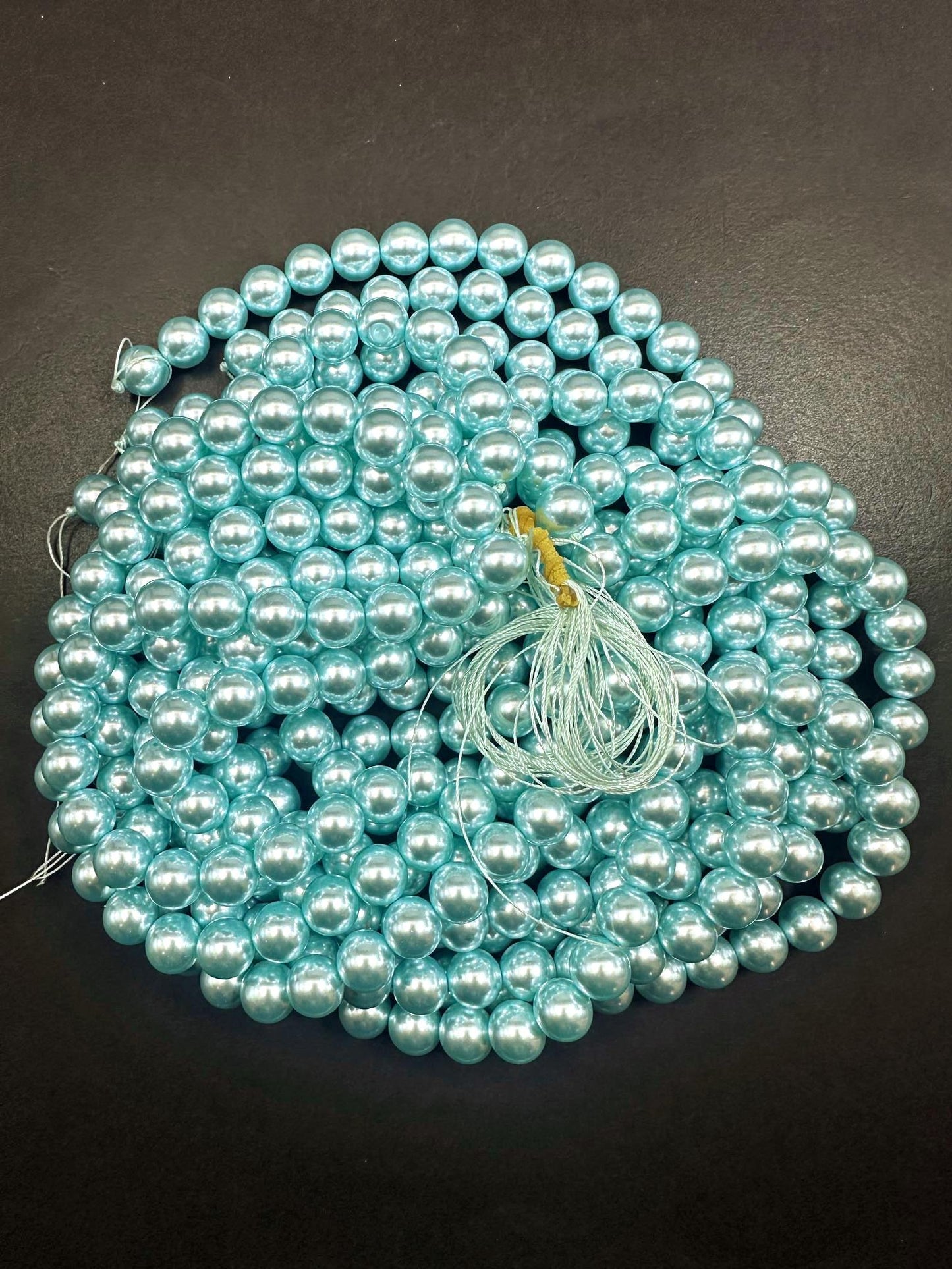 Gorgeous Chinese Sky Blue Swarovski Pearl Crystal Beads, 6mm 8mm 10mm Round Shape Bead. Beautiful Blue Color, Great Quality 15.5"