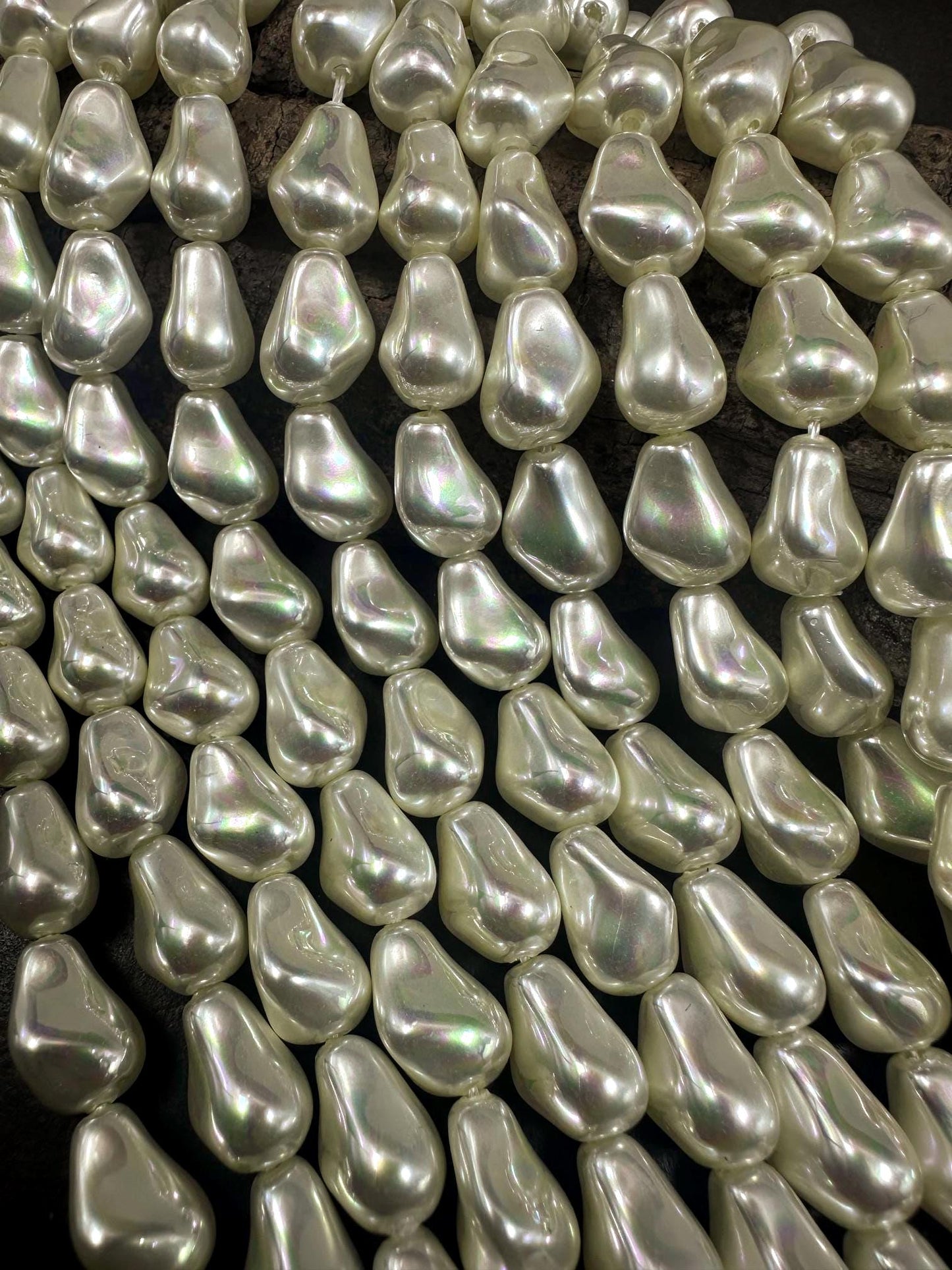 Gorgeous Cream color Swarovski Pearl Crystal Beads 10x14mm Freeform Teardrop Shape. Beautiful White Color, High Quality 15.5"