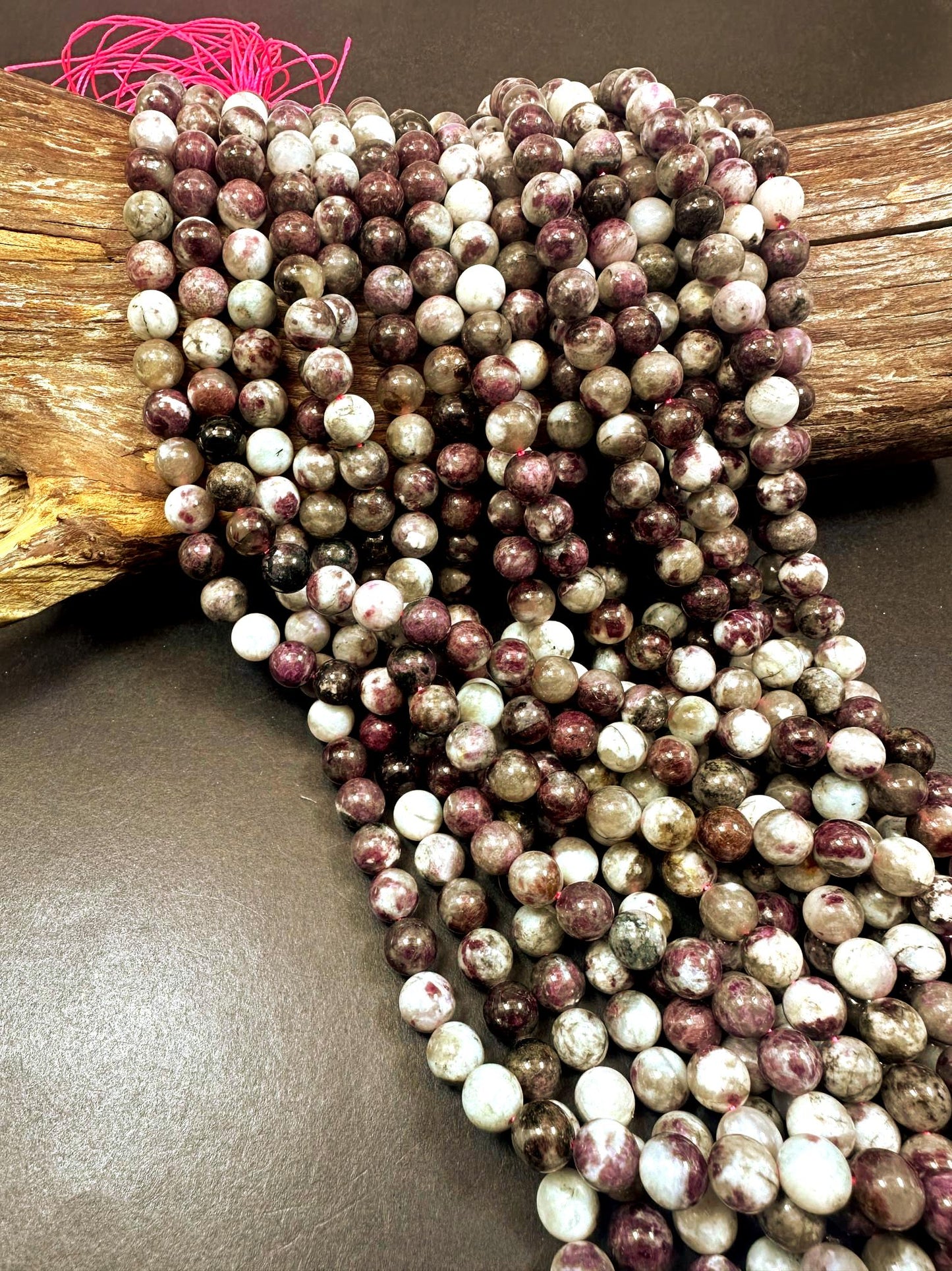 Natural Plum Tourmaline Smooth Round Bead. 6mm, 8mm Beautiful Purple Multicolor Beads, Great Quality 15.5"