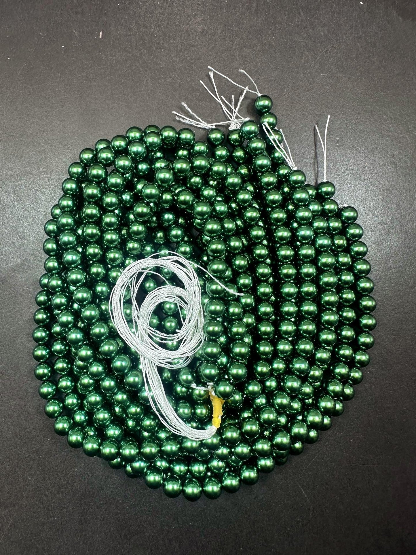 Gorgeous Chinese Green Swarovski Pearl Crystal Beads, 4mm 6mm 8mm 10mm 12mm Round Shape Bead. Beautiful Green Color, Great Quality 15.5"