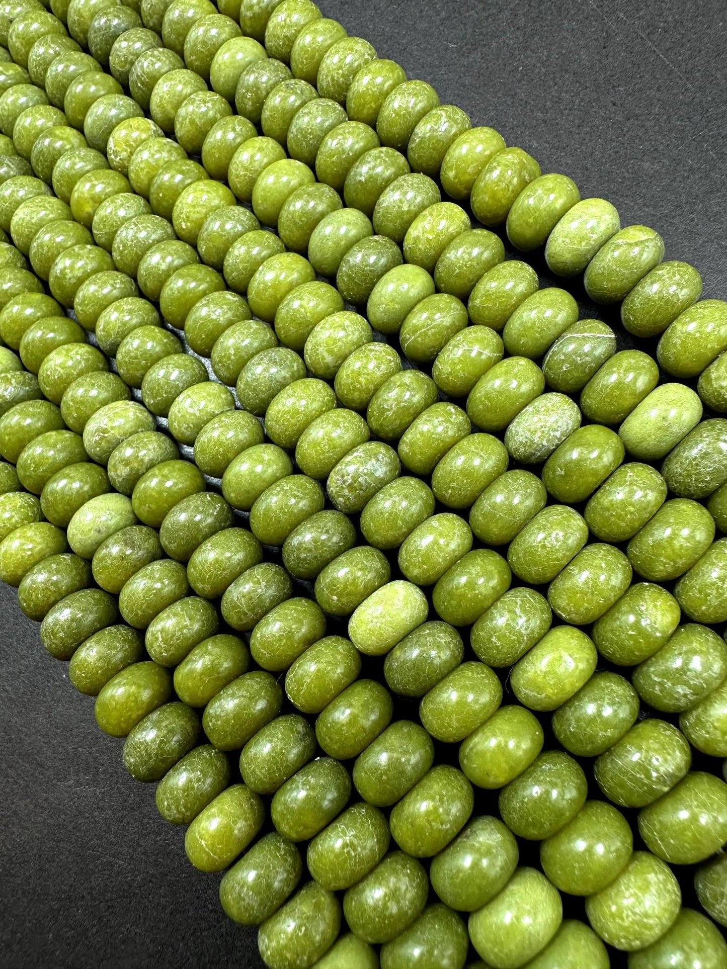 Beautiful Lemon Jade Smooth Rondelle Shape 10x6mm, Beautiful Green Color High Quality 15.5"