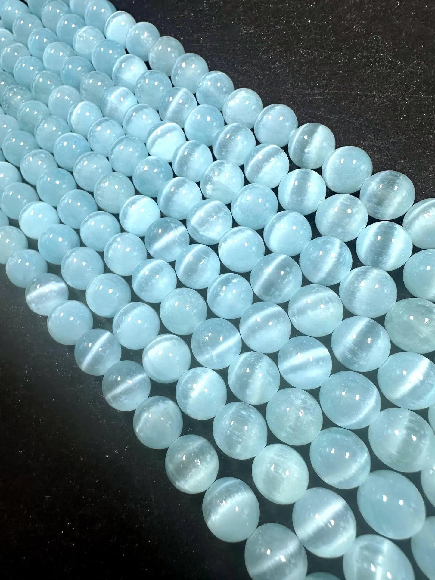 Natural Light Blue Selenite Round Shape Bead. 6mm 8mm 10mm, Gorgeous Light Blue Color Great Quality 15.5"