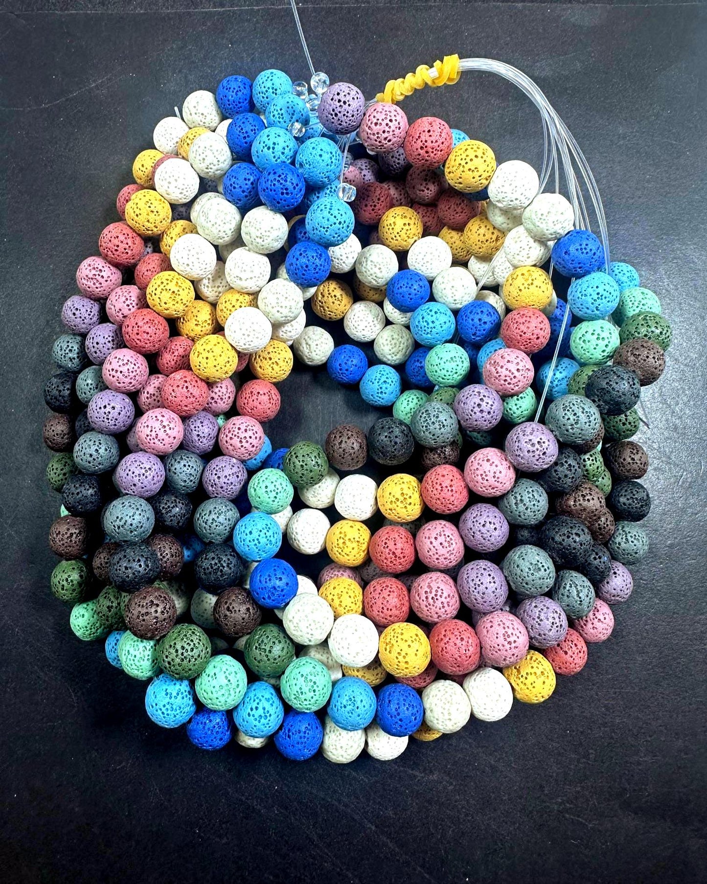 AAA Natural Multicolor Round Shaped Lava Rock Stone Bead. 6mm, 8mm, 10mm, 12mm Natural Multicolor Pattern Great Quality Full strand 15.5”