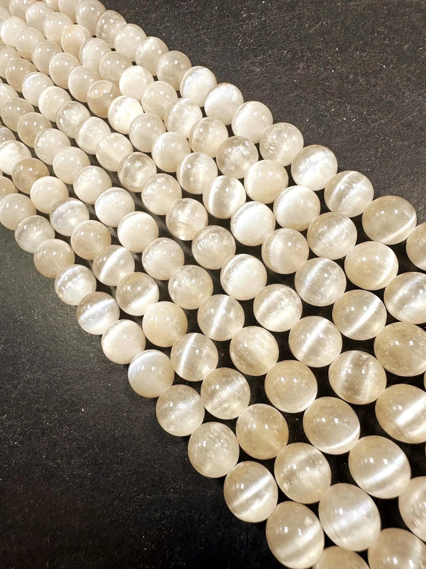 Natural Cream Ivory Selenite Round Shape Bead. 6mm 8mm 10mm, Gorgeous Ivory Shade Great Quality 15.5"