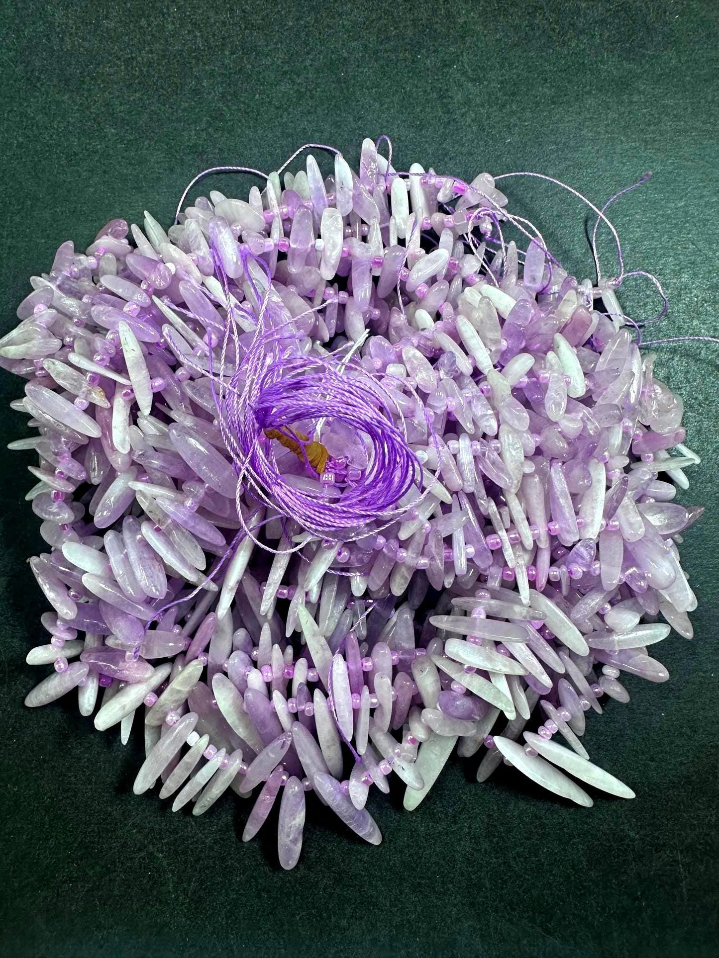 Graduated 100% AAA Natural Lavender Stick Shape Kunzite Gemstone Beads. 10x2mm-31x6mm, Light Purple Color, Great Quality 15.5"