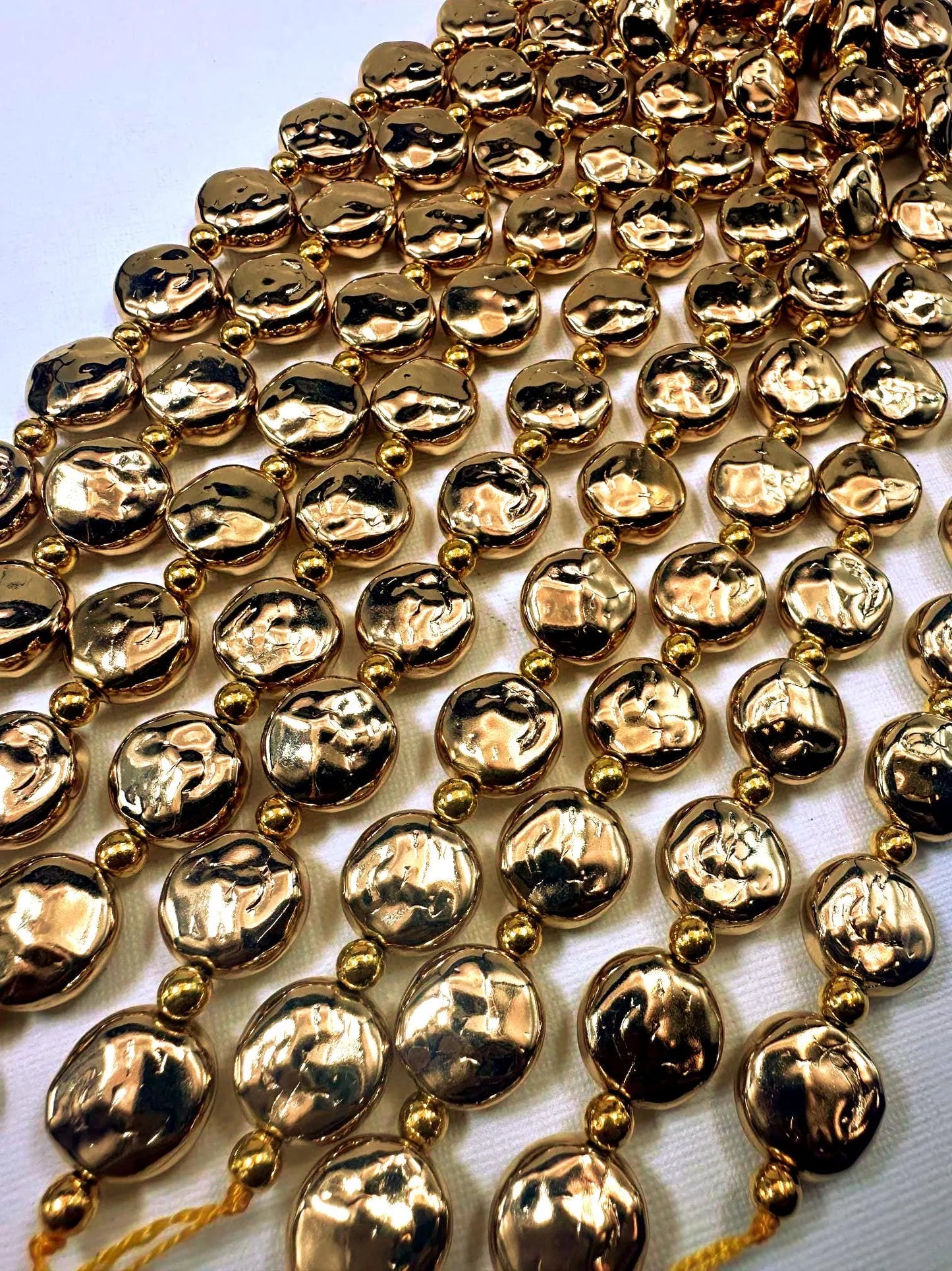 Beautiful Gold Plated Round Shape Beads 14x14mm, Great Quality Half Strand 7.5"