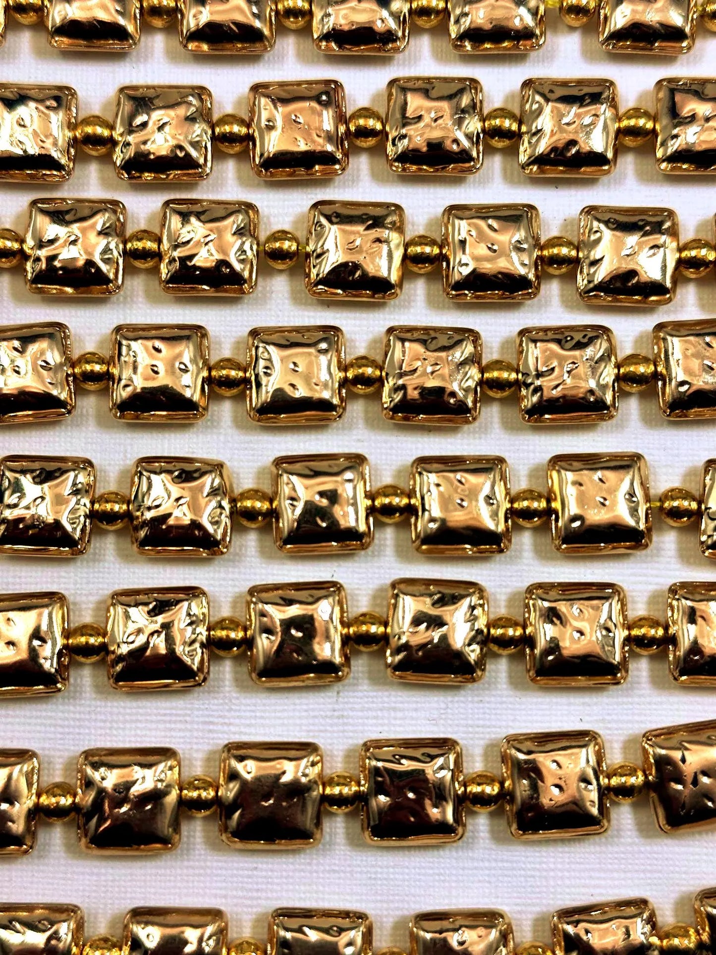 Beautiful Gold Plated Square Beads 12x12mm, Great Quality Half Strand 7.5"