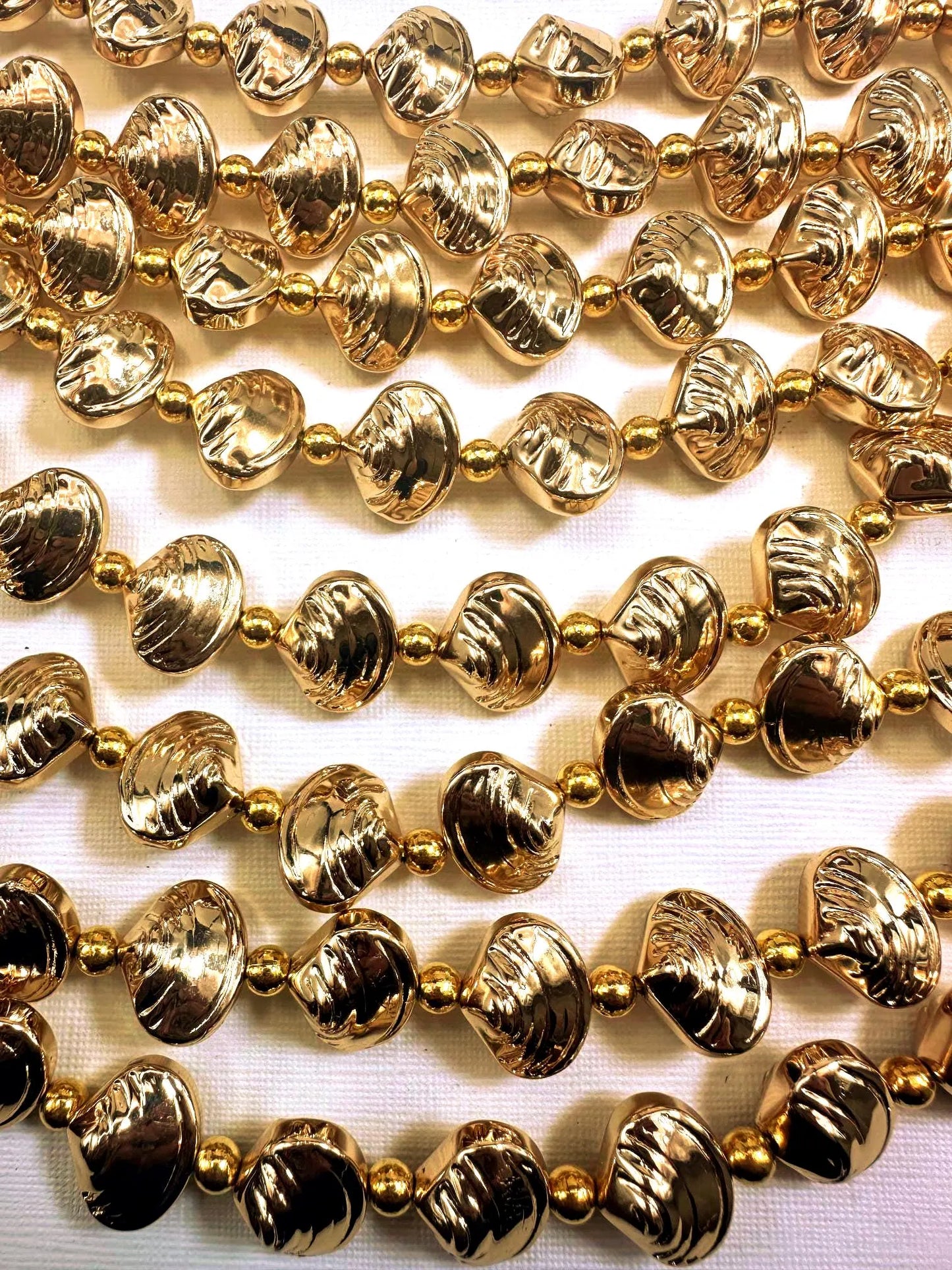 Beautiful Gold Plated Seashell Shaped Beads 12x14mm, Great Quality Half Strand 7.5"
