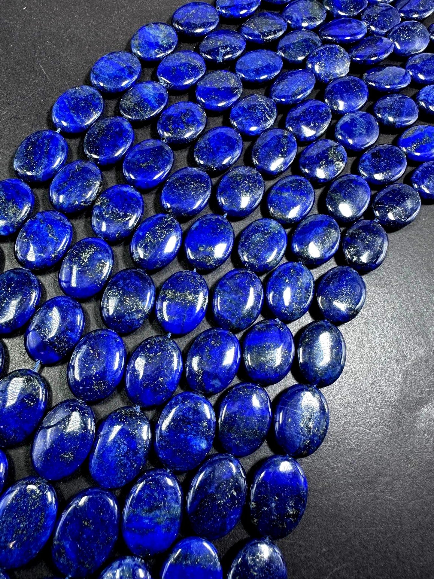 100% Natural Lapis Lazuli Oval Shape Gemstone Bead. 20x16mm, Beautiful Natural Blue Color, Excellent Quality, Full strand 15.5”