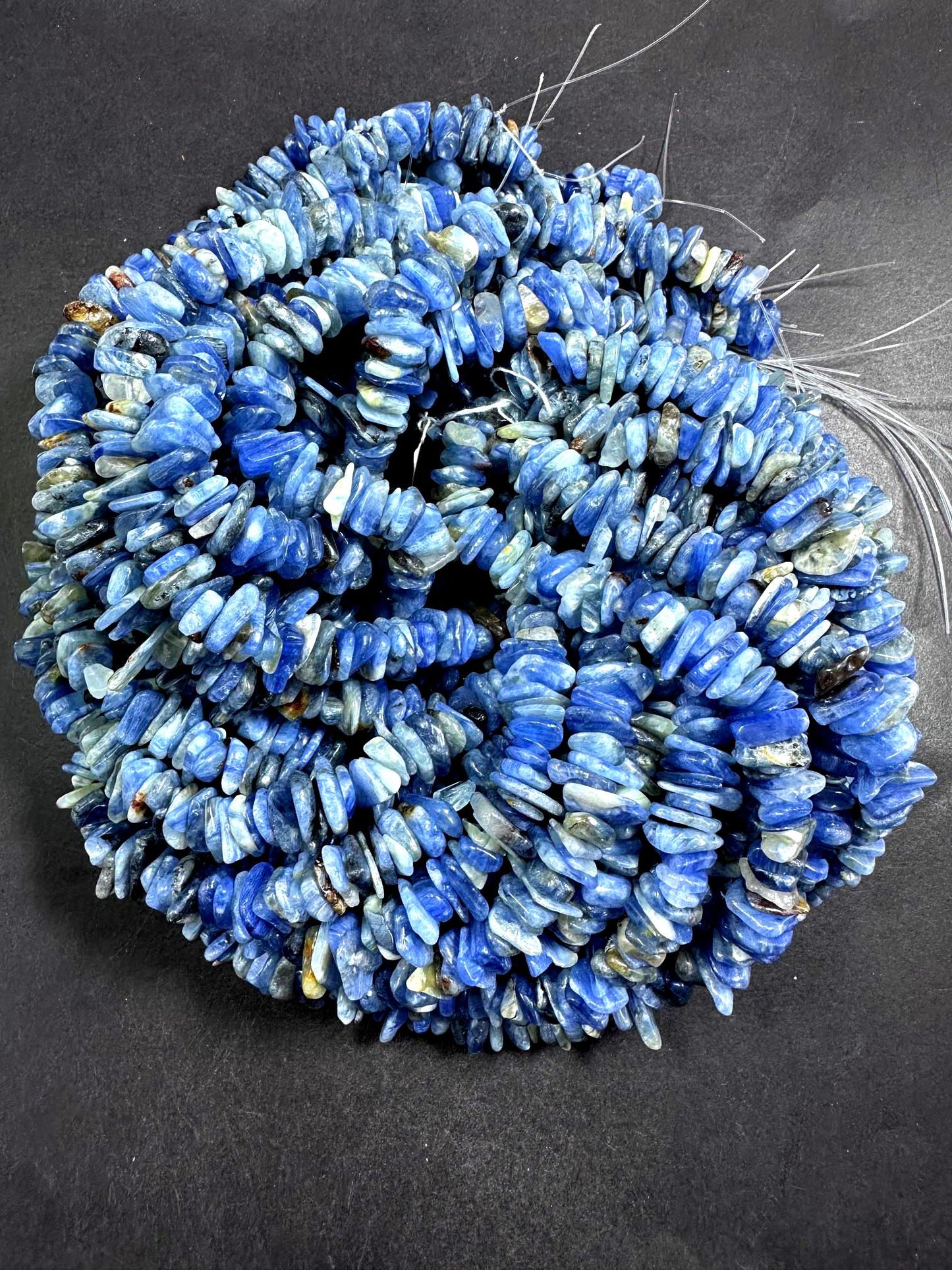 100% Natural Blue Kyanite Heishi Shape Gemstone Beads. Beautiful Natural Blue Color, 6x4mm-15x4mm, Excellent Quality 15.5"
