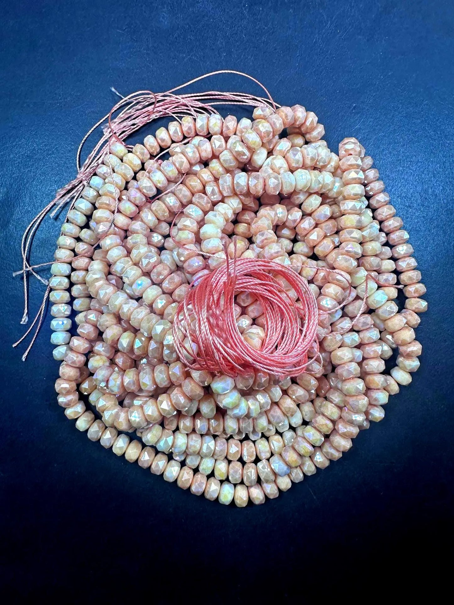 Beautiful Cream Orange Faceted Rondelle Chinese Crystal Glass Beads. 5x8mm, Stunning Two Tone Pattern, Great Quality Full Strand 15.5"