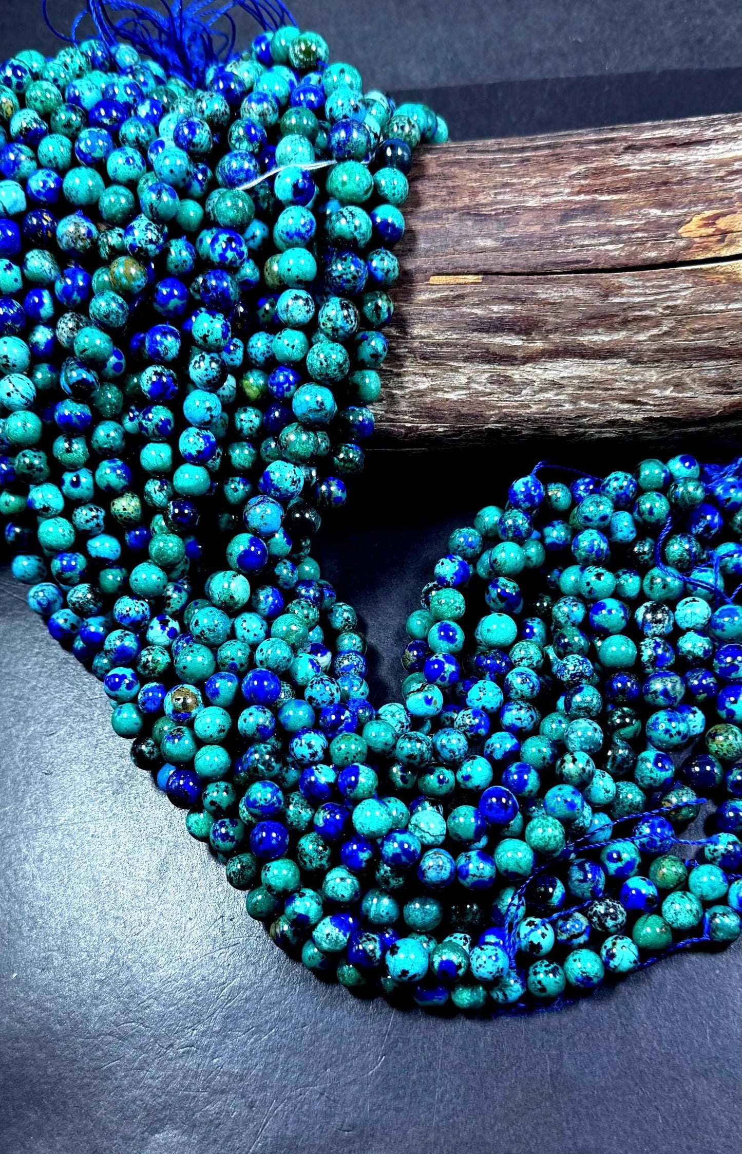 AAA Natural azurite gemstone bead. Gorgeous Natural green blue Natural color azurite bead. Not treated ! High quality gemstone bead. 15.5”