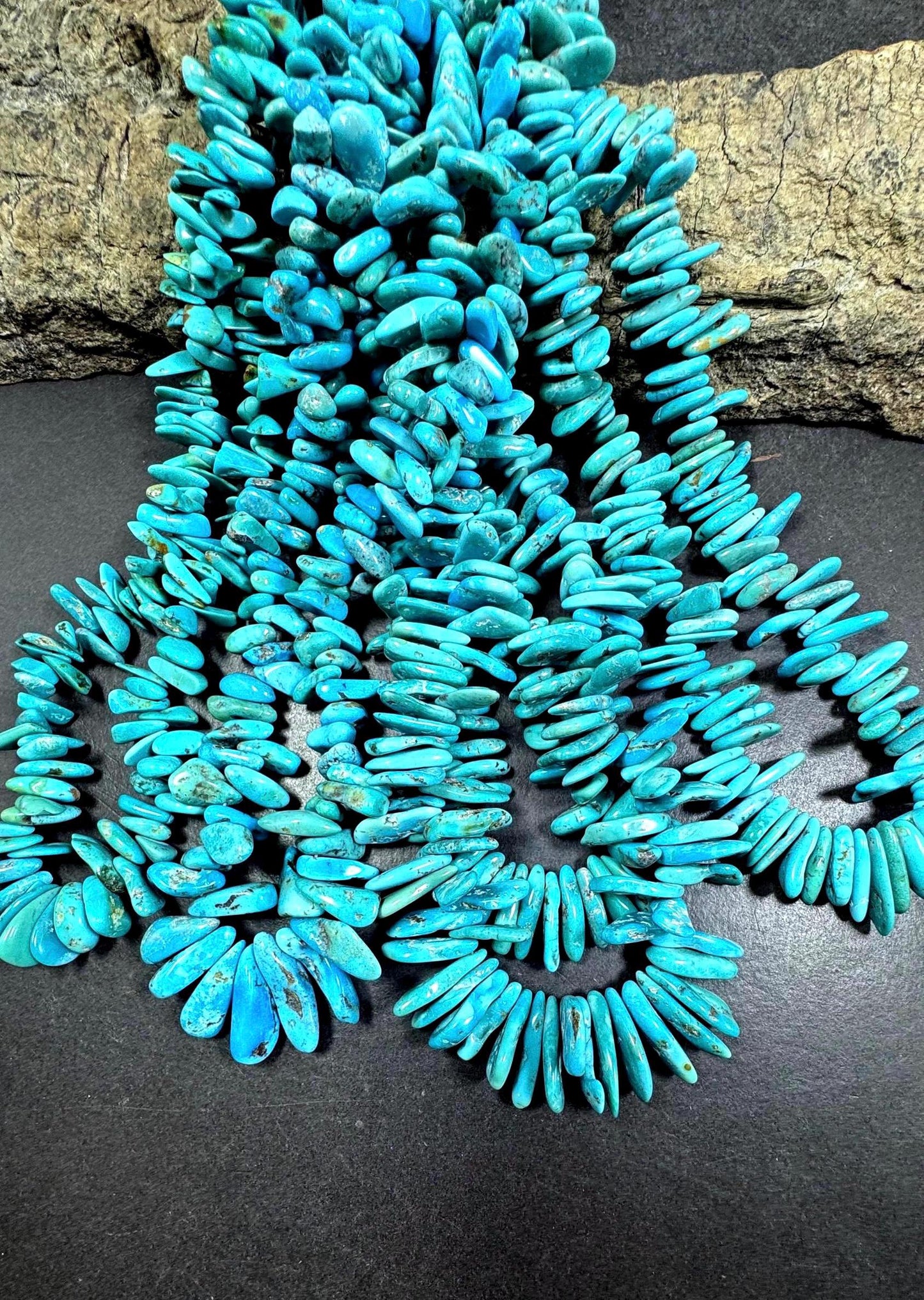 100% Natural turquoise gemstone bead. Teardrop shape. Natural blue turquoise color. Excellent quality . Full strand 15.5”