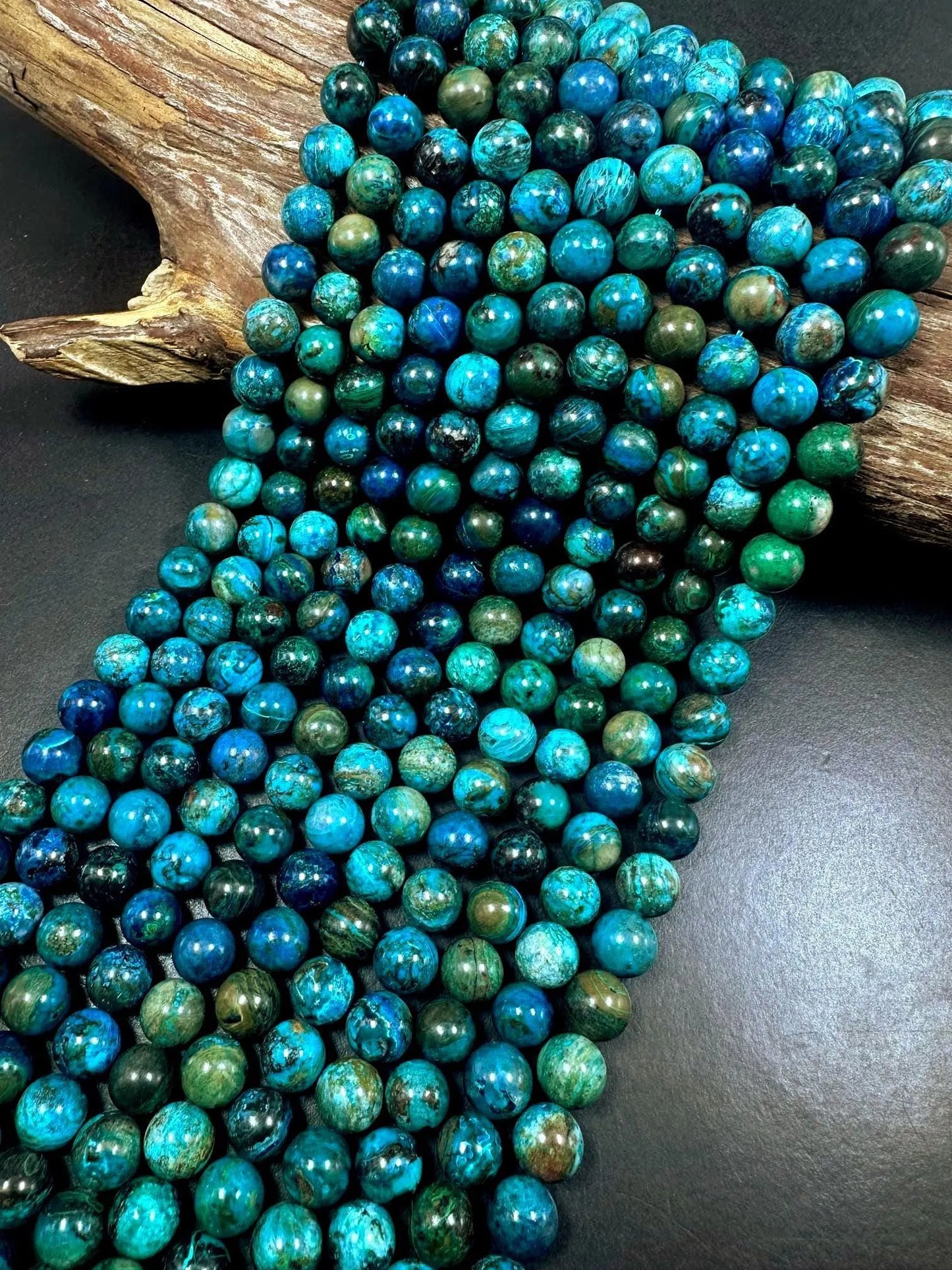 AAA 100% Natural Chrysocolla Smooth Round Shape Gemstone Beads. Gorgeous Blue Brown Color, Excellent Quality Full Strand 15.5"