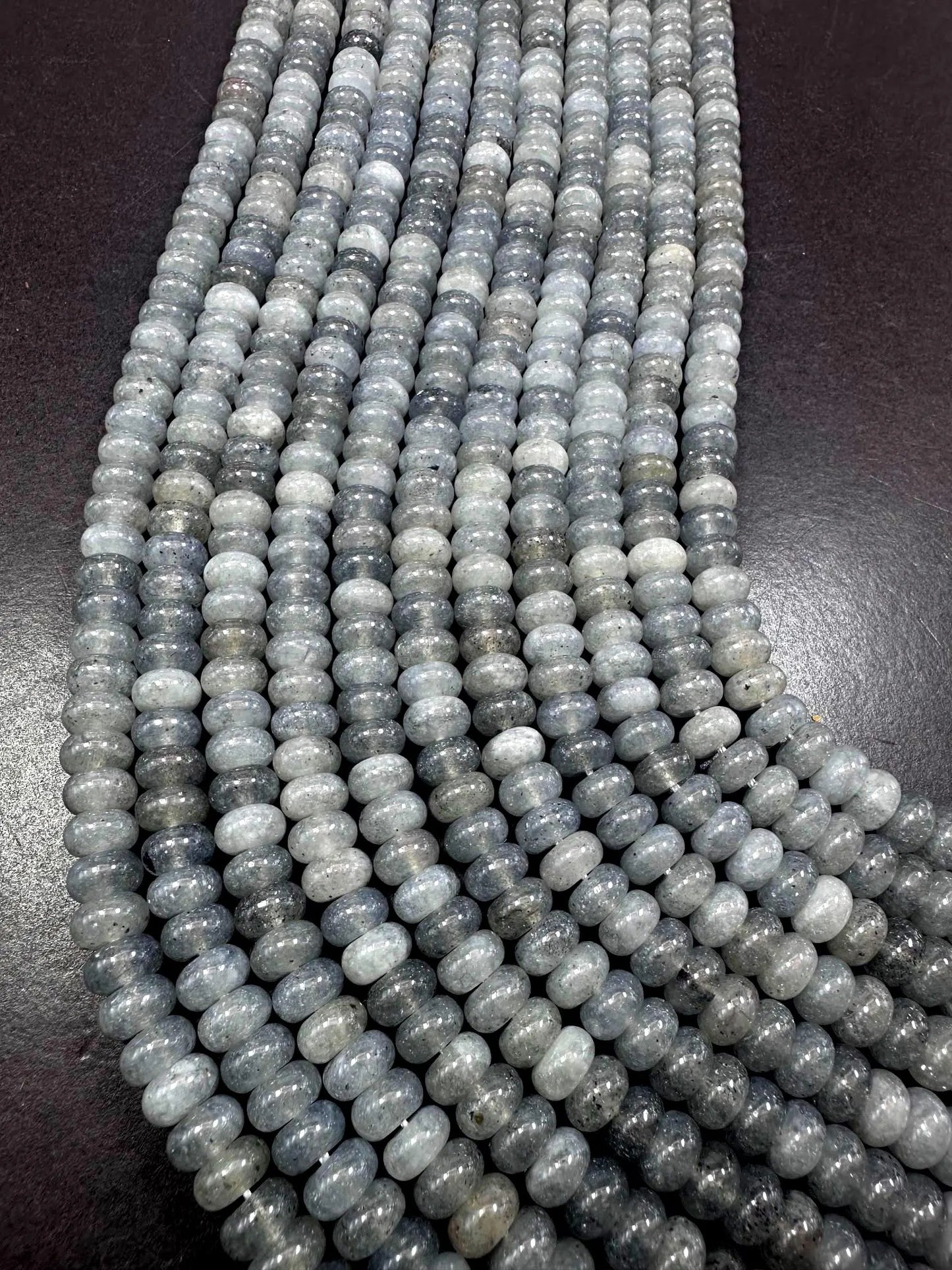 Beautiful Gray Jade Gemstone Bead 5x8mm Smooth Rondelle Beads, Gorgeous Gray Color Jade Gemstone Beads Great Quality Full Strand 15.5"