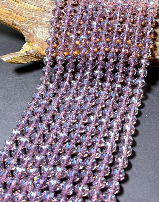 Beautiful Chinese crystal.Faceted Round shape bead. Gorgeous lavender colored glass crystals, great quality crystal full strand