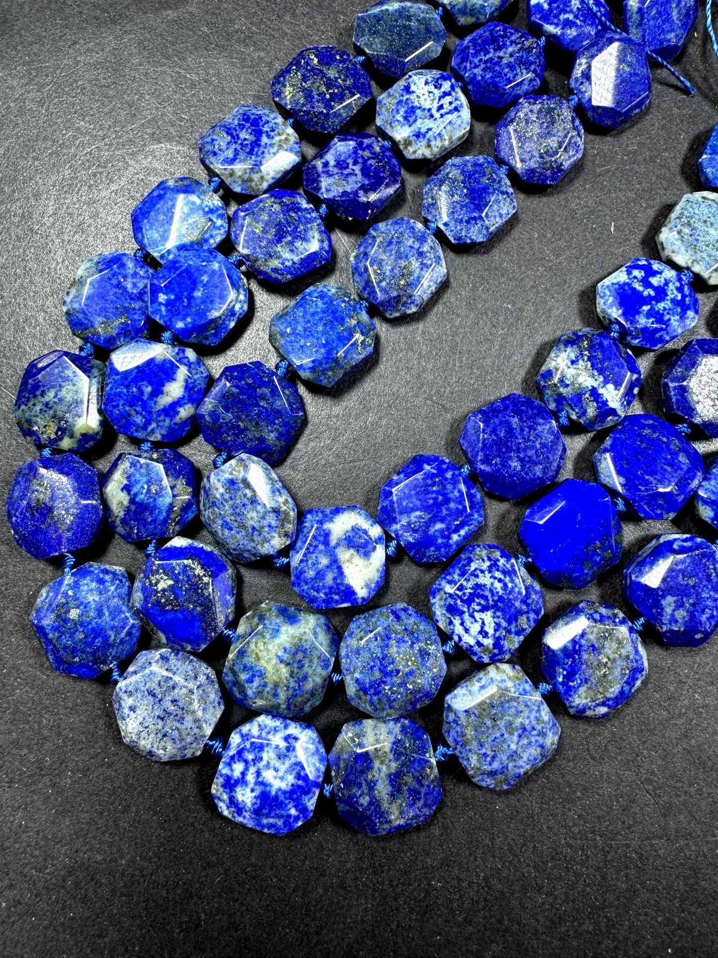 100% Natural lapis lazuli gemstone bead. Faceted square shape. Gorgeous natural blue color, Not treated .Full strand 15.5''