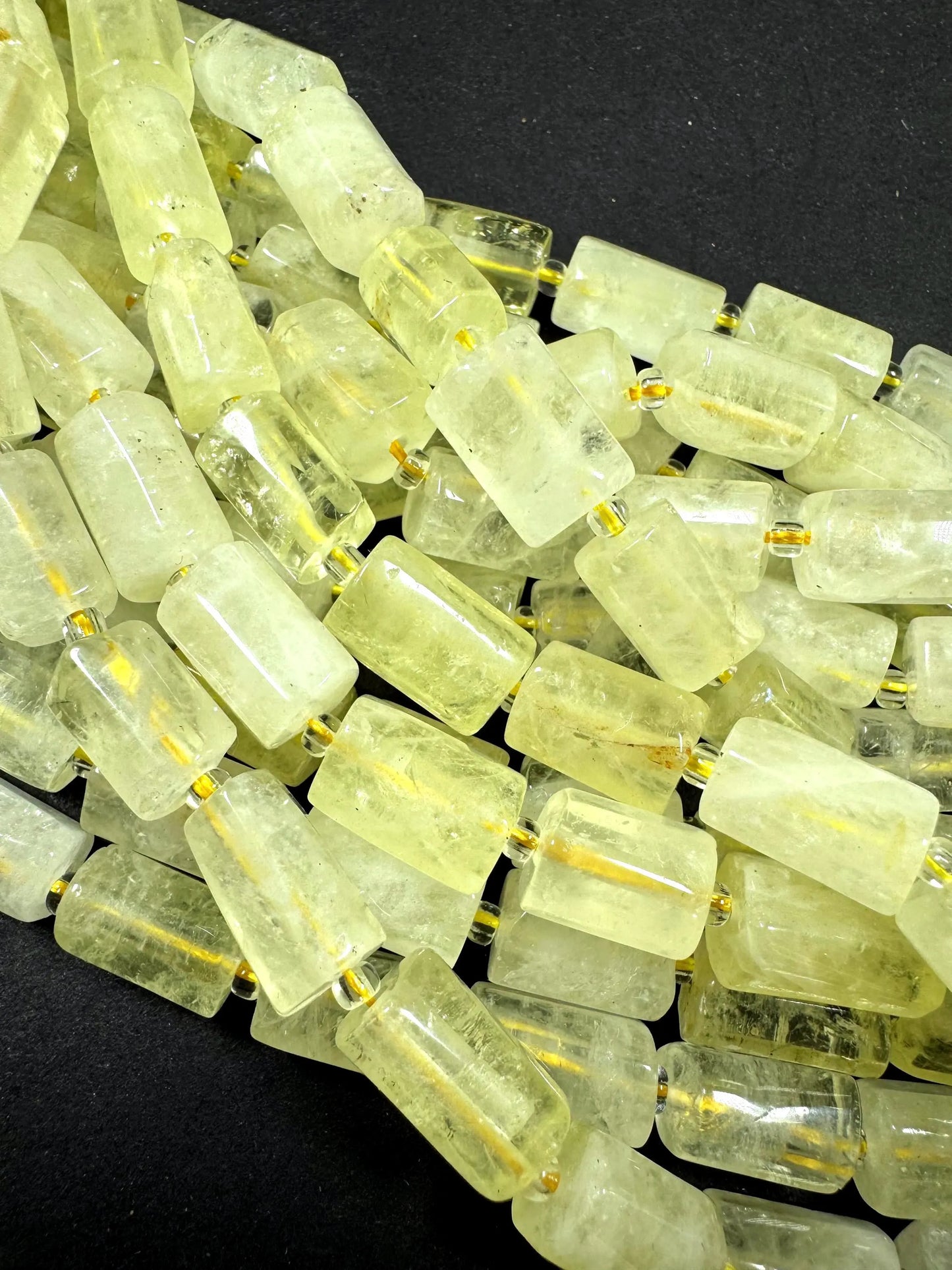 AAA Natural lemon quartz gemstone bead. 8x12mm tube shape .beautiful Natural color. Excellent quality . full strand 15.5