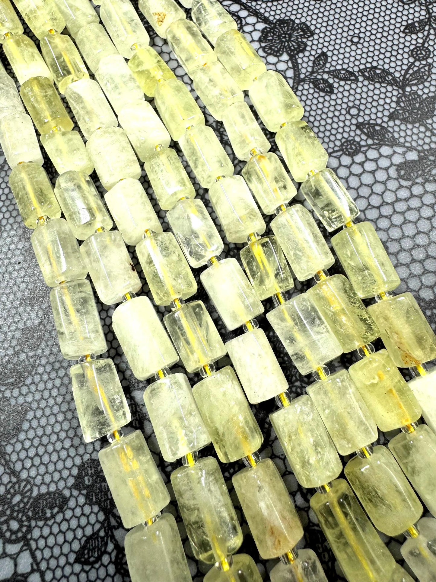 AAA Natural lemon quartz gemstone bead. 8x12mm tube shape .beautiful Natural color. Excellent quality . full strand 15.5