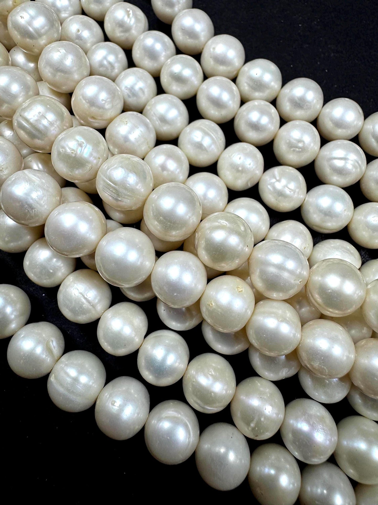 100% Natural fresh water pearls beads. natural white color round beads . excellent quality . full strand.