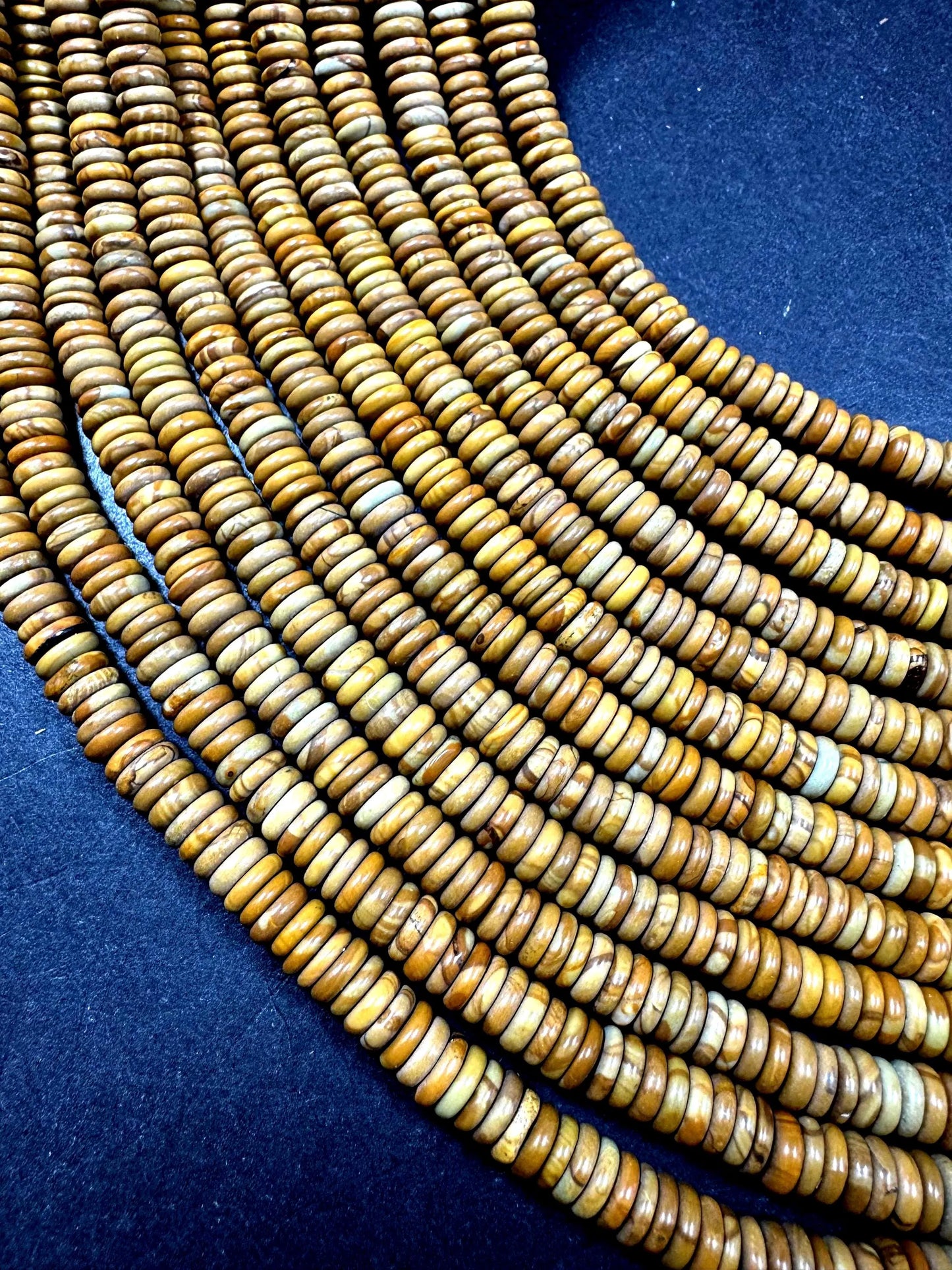 NATURAL PICTURE JASPER . Heishi shape . gorgeous Natural yellow brown color . full strand 15.5