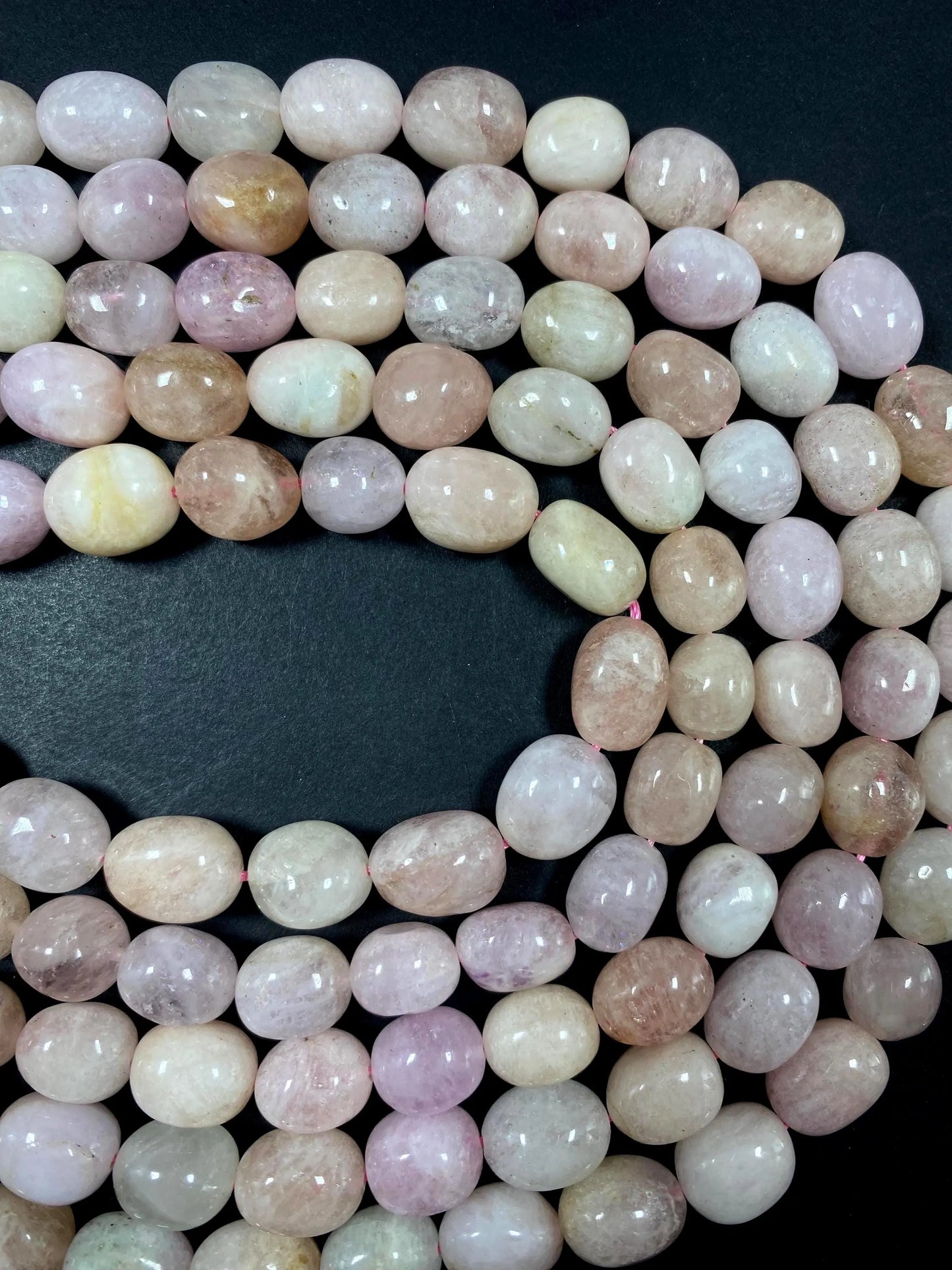 Natural pink gemstone bead. smooth Rondell shape. gorgeous natural pink color. excellent quality