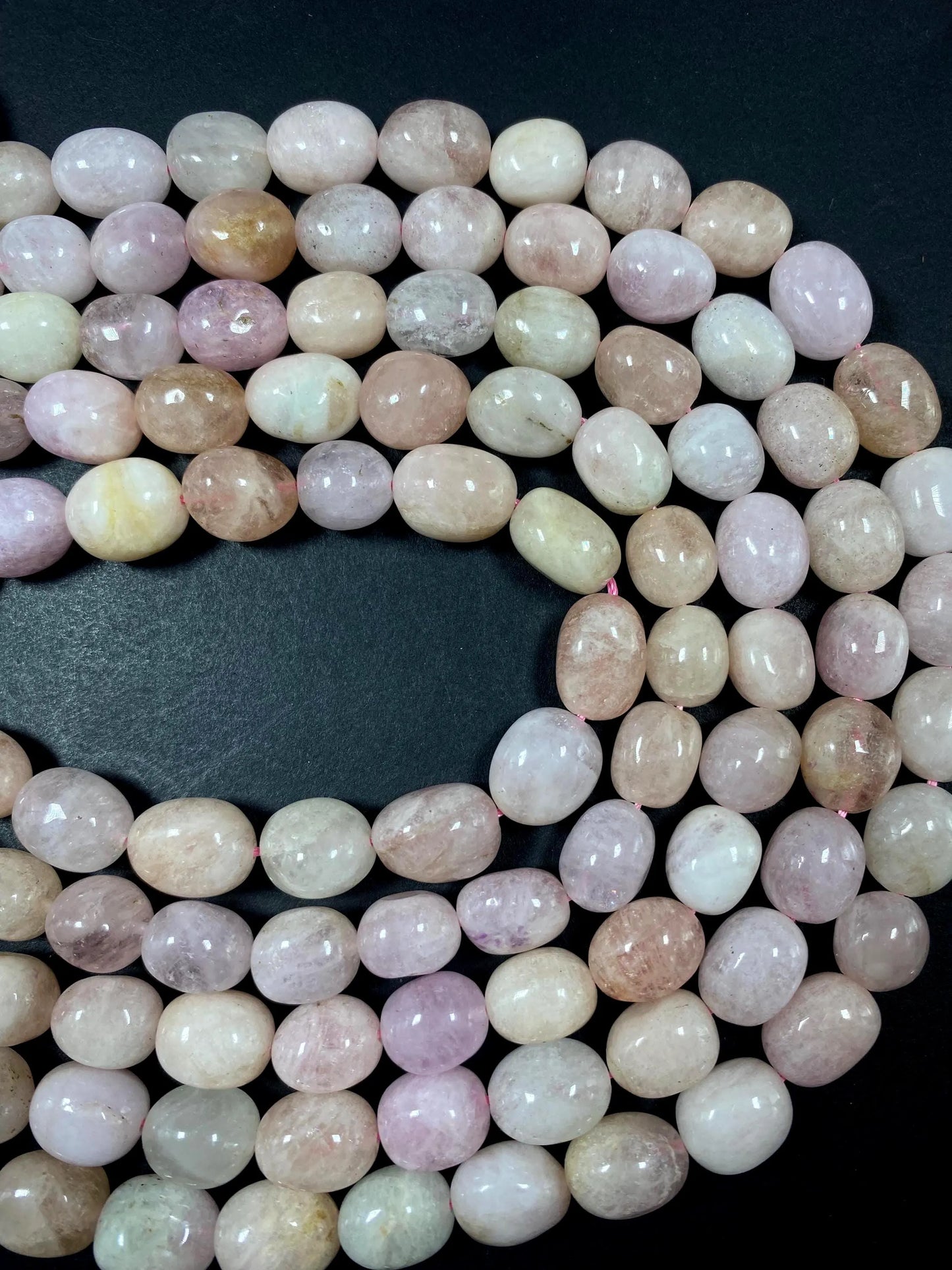 Natural pink gemstone bead. smooth Rondell shape. gorgeous natural pink color. excellent quality