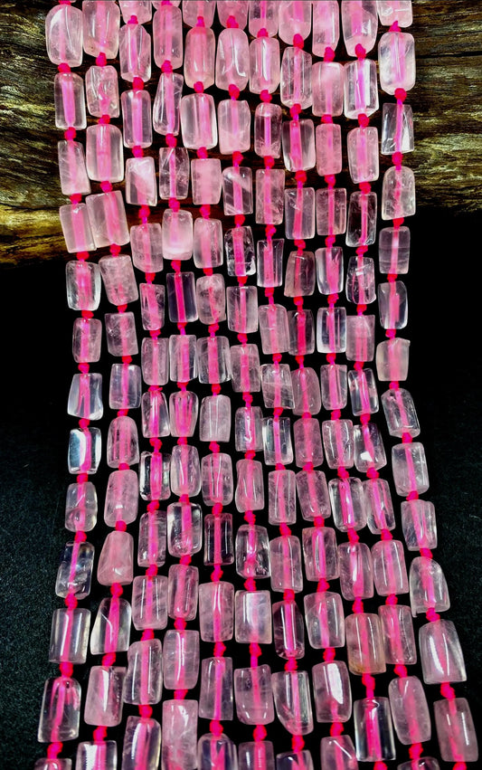 NATURAL Rose Quartz Gemstone Bead Faceted 10x7mm, Beautiful Rose Color Quartz Gemstone Bead Great Quality 15.5"