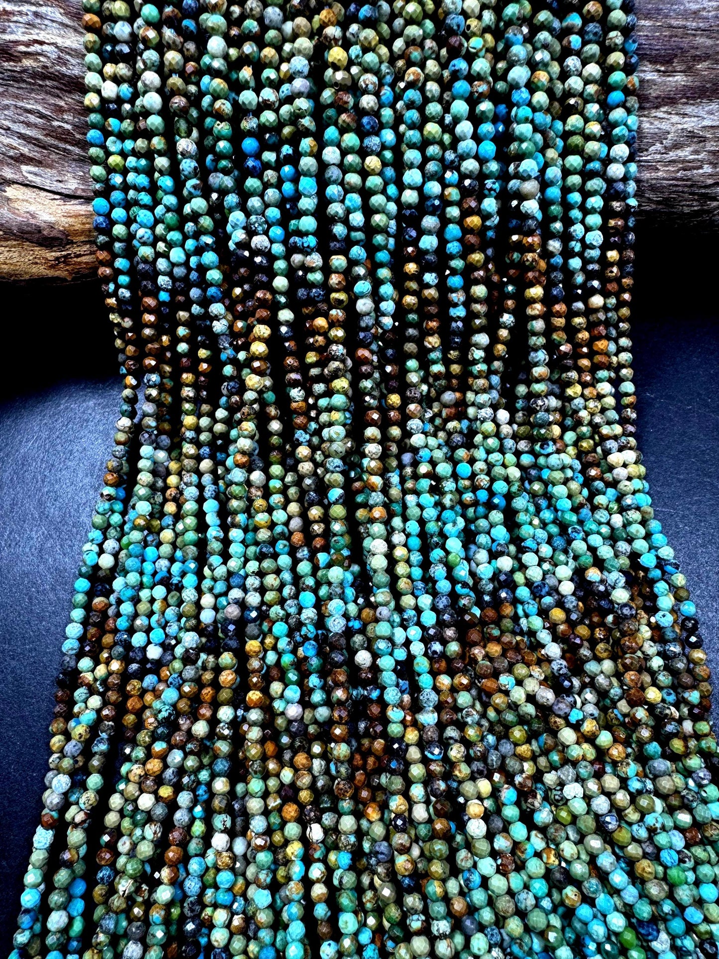 Natural turquoise gemstone bead. faceted round shape . gorgeous multi color turquoise beads. excellent quality ! full strand 15.5