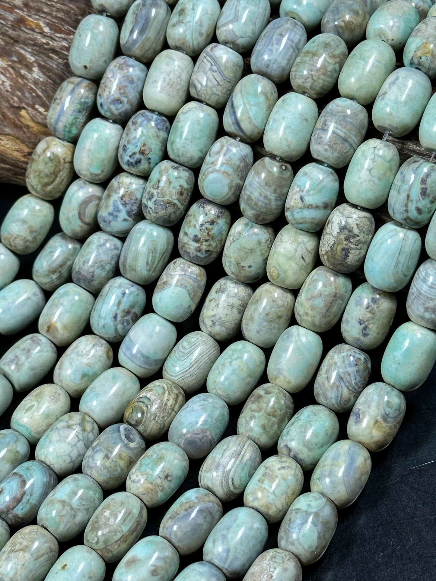 NATURAL Dragon Skin Agate Gemstone Bead 18x13mm Barrel Shape Bead, Beautiful Green Blue Color Dragon Skin Gemstone Beads Full Strand 15.5"