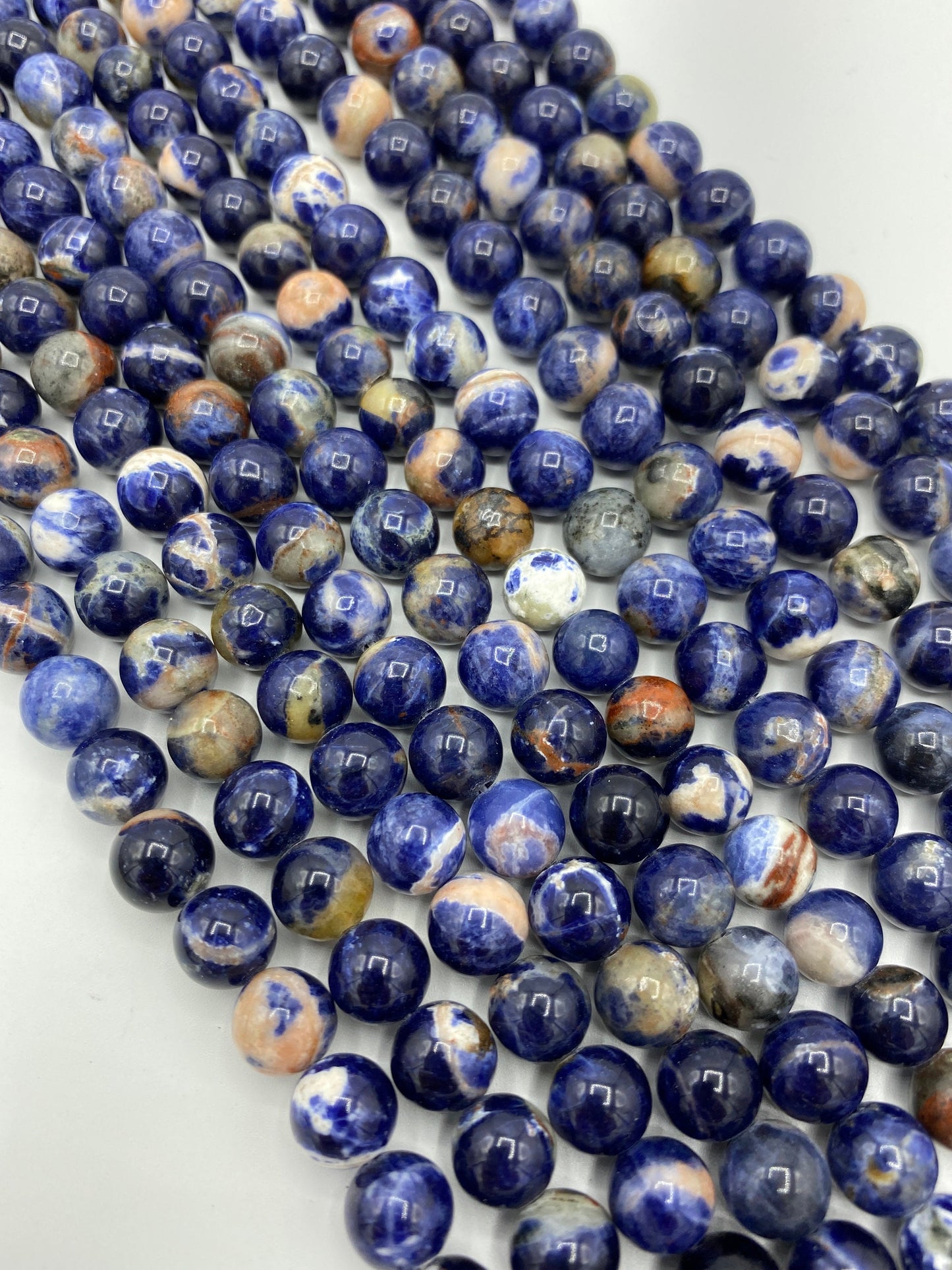 Natural Orange Sunset Sodalite Gemstone Bead 6mm 10mm Round Beads, Beautiful Natural Blue Orange Color Gemstone Beads