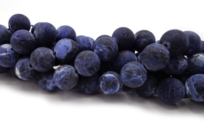 AAA NATURAL Gemstone Blue Sodalite, Matte Round 6mm 8mm 10mm 12mm, Full Strand 15.5" Not treated in anyway!