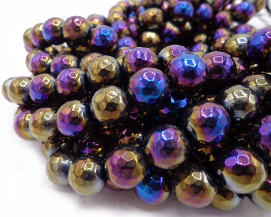 Mystic Natural Gemstone Bead faceted Lavender Jade beads 6mm 8mm 10mm Round Bead full  Strand 16" Great for JEWELERY . Plated AB coated .