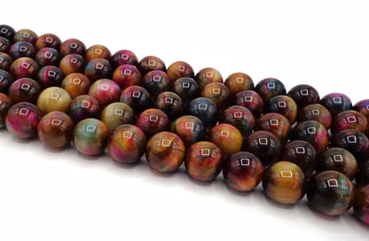 AAA Natural Gemstone Bead Multicolor Tiger Eye Bead 6mm 8mm 10mm 12mm Round Beads Full Strand 15.5"