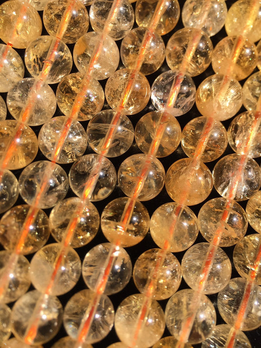 AAA+ Natural Citrine Gemstone Bead 6mm 8mm 10mm 12mm Round Bead, Gorgeous Natural Orange Color Citrine Gemstone Bead, High Quality Full Strand 15.5"