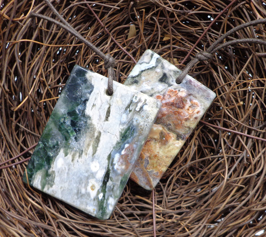 NATURAL Gemstone Ocean Jasper Pendant, Rectangle  59x40mm, 48x34mm, Great for JEWELRY making! AAA Quality!