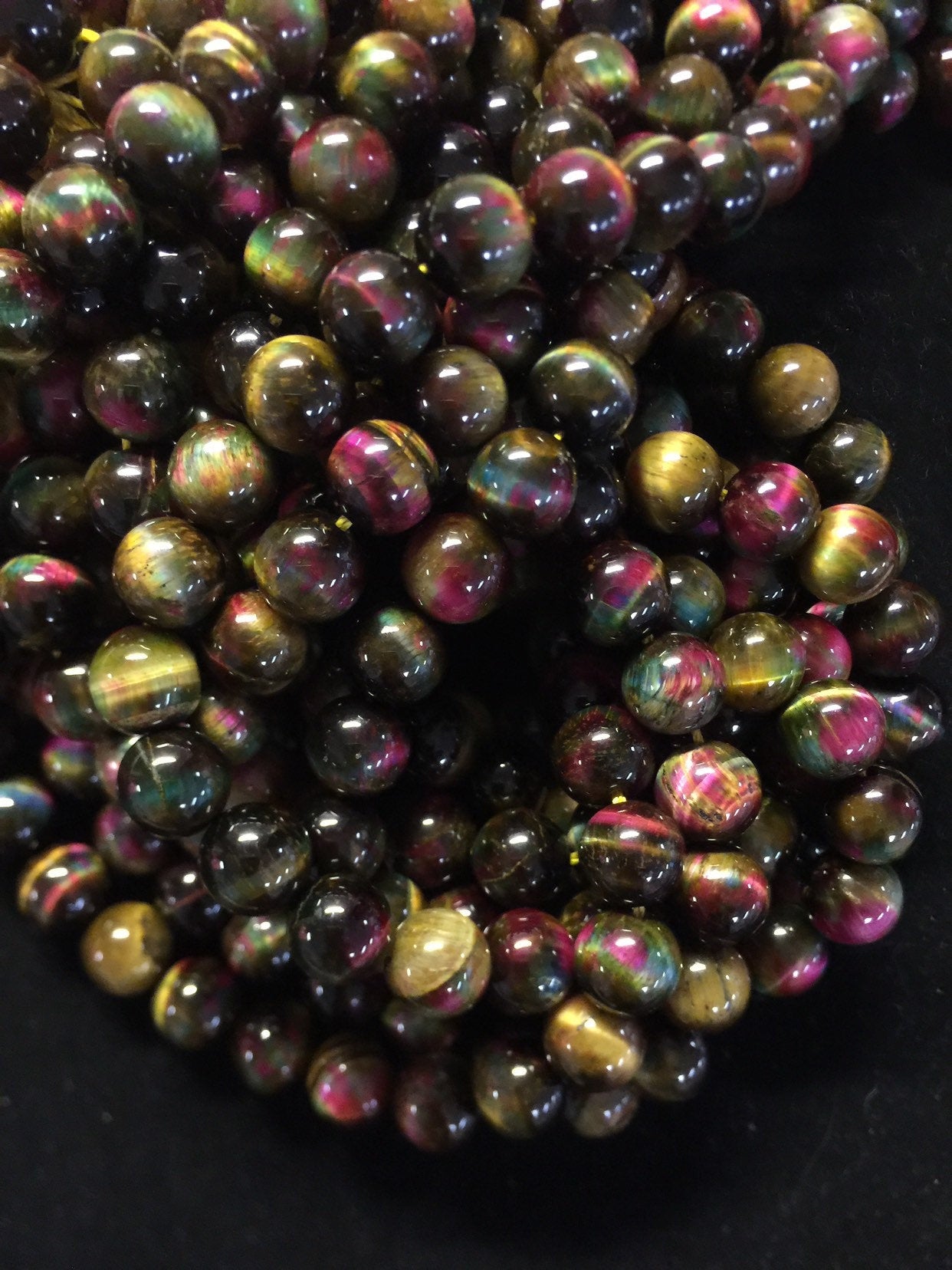 Natural Galaxy Tiger Eye Gemstone Beads 4mm 6mm 8mm 10mm 12mm Round Beads, Gorgeous Multicolor Tiger eye Gemstone Beads Full Strand 15.5"