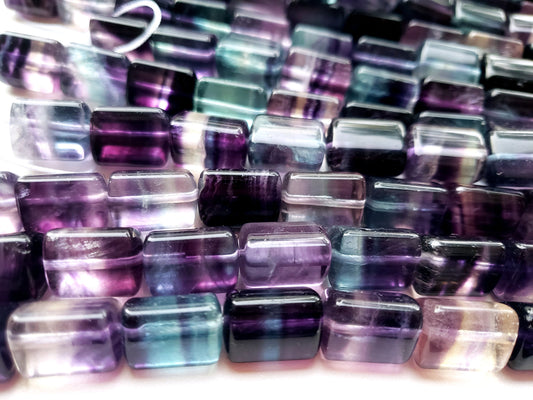 Natural Fluorite Gemstone Beads 12x8mm Triangular Prism Shape, Beautiful Natural Purple Green Color Fluorite Gemstone Beads