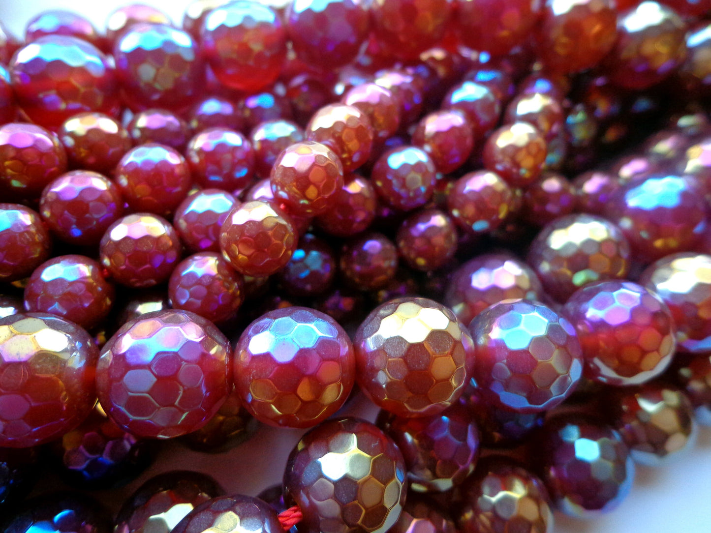 Mystic Natural Carnelian. 4mm 6mm 8mm ,10mm ,12mm Faceted Round Beads, Natural Ruby Red Color bead . Full length 15.5 inches, Great AAA Quality!