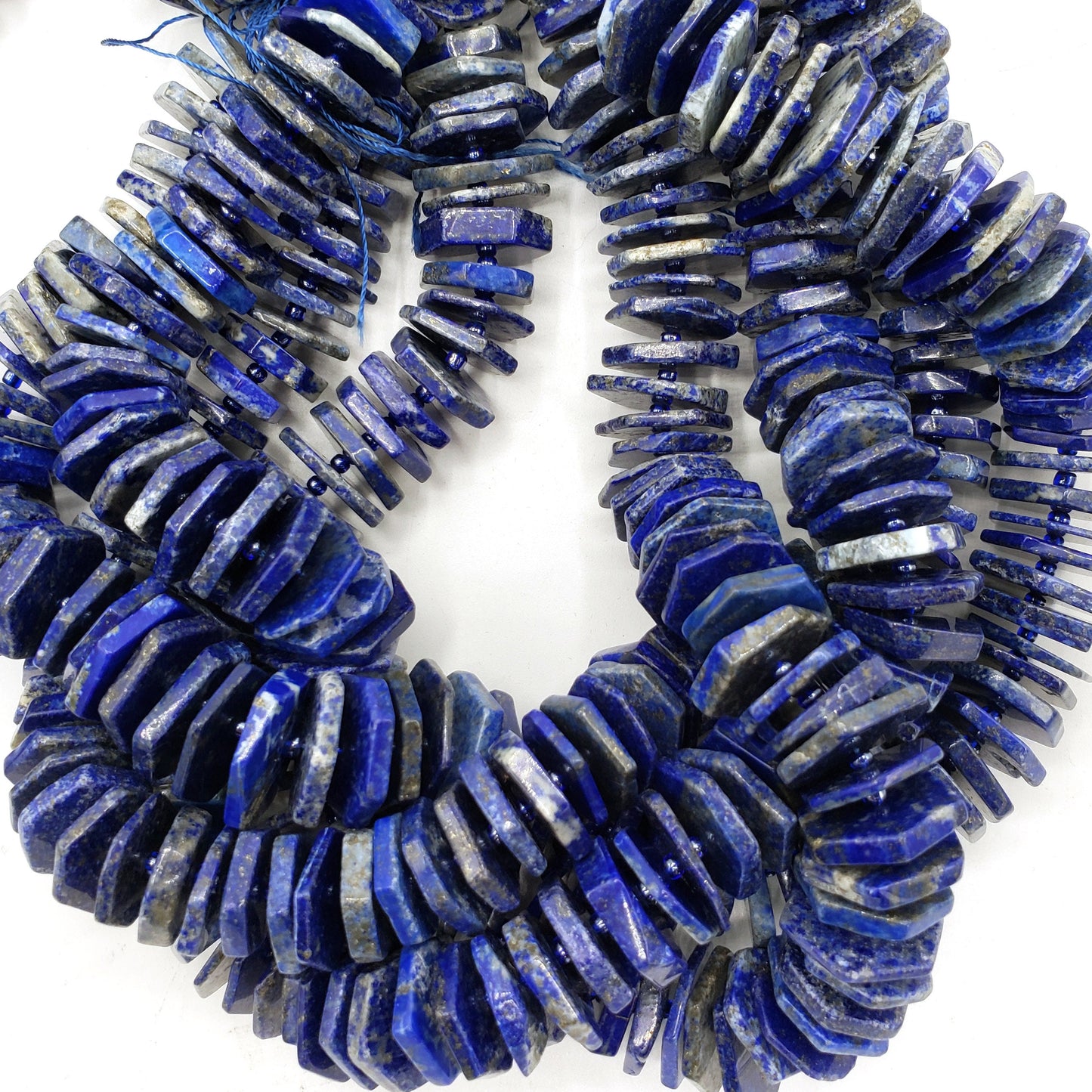 Natural Blue Lapis Pinwheel 19mm Full Strand 16" Gorgeous Deep Blue Color Great for Jewelry Making