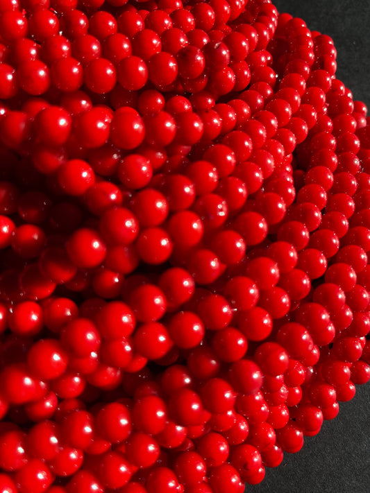 Natural Red Bamboo Coral 2mm 4mm 6mm 8mm 10mm Round Beads, Gorgeous Red Bamboo Coral Gemstone Bead, Full Strand 15.5"